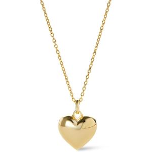 Ana Luisa Lev Puffy Heart Necklace for Women – Paperclip Chain w/ 14K Gold Plated & Silver Rhodium Plated Small Puffed Heart Pendant – Hypoallergenic, Water-Resistant, Tarnish-Free Jewelry(Box Chain – Gold)