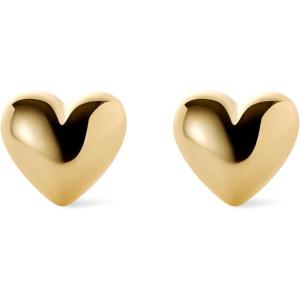 Ana Luisa Puffed Heart Earrings – Heart Charm Huggie Hoops and Earring Stud Styles – Dainty 14K Gold Plated, Silver Rhodium Plated & Mixed Metal Silver & Gold Earrings – Hypoallergenic Water-Resistant(Gold – Stud)