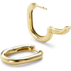 Ana Luisa Rox Rectangle Hoop Earrings for Women – Chic Small & Mini 14K Gold Plated Hoop Trendy Earrings & Silver Rhodium Plated Huggie Hoops – Hypoallergenic Tarnish-Free Water-Resistant Huggie Hoops(Small-Gold)