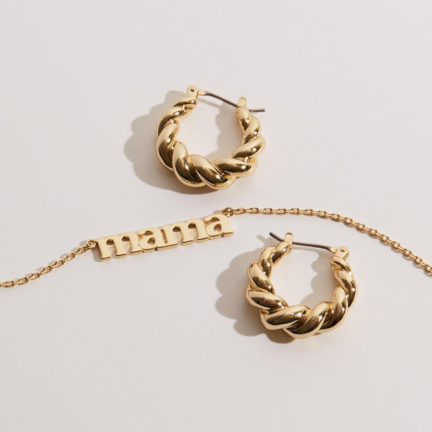 imageAna Luisa Gold Dainty Mama Necklace for Women Sentimental 14K Gold Nameplate Necklace for Mom Hypoallergenic WaterResistant TarnishFree Jewelry Mothers Day Necklaces Everyday Mom Jewelry