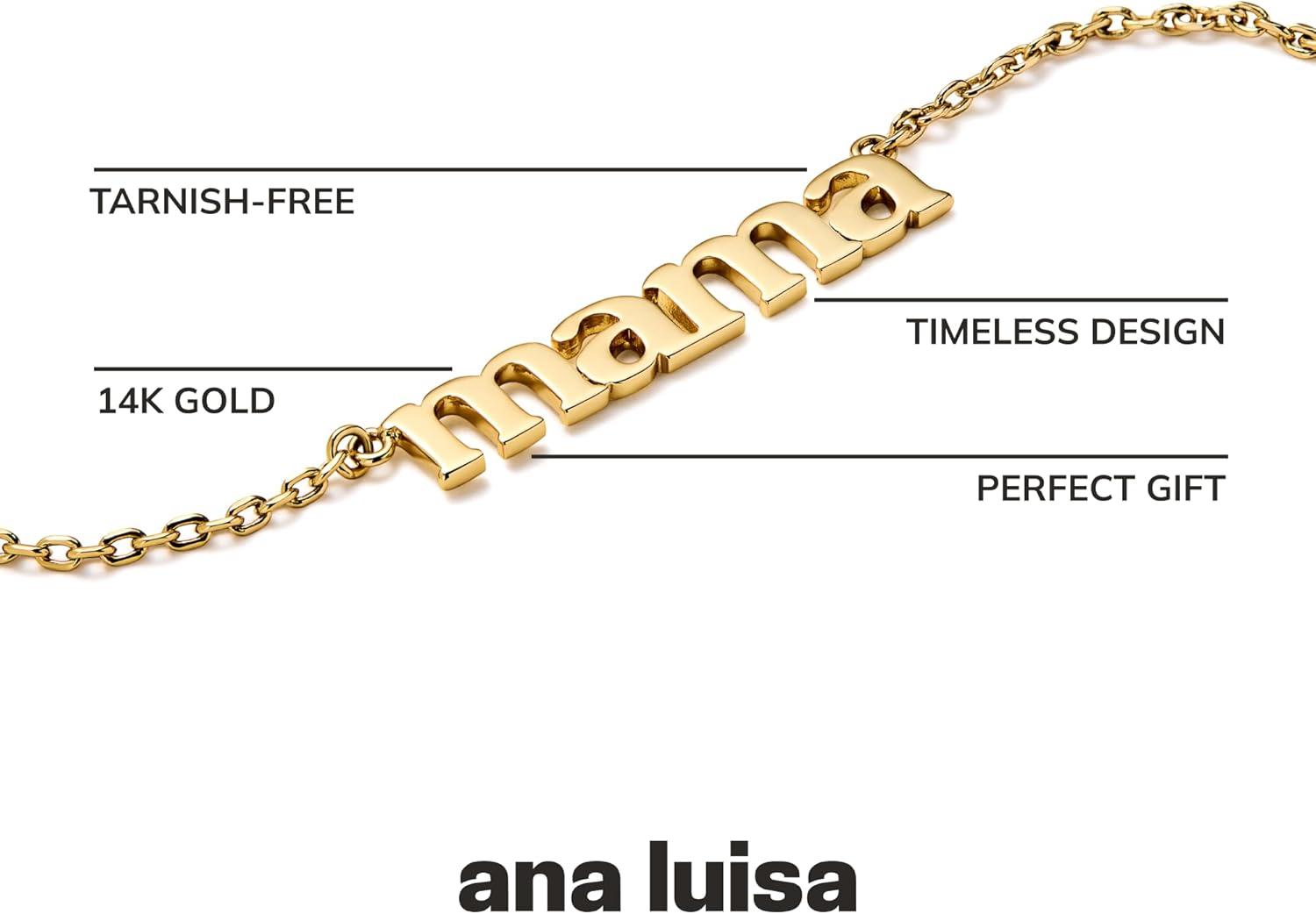 imageAna Luisa Gold Dainty Mama Necklace for Women Sentimental 14K Gold Nameplate Necklace for Mom Hypoallergenic WaterResistant TarnishFree Jewelry Mothers Day Necklaces Everyday Mom Jewelry