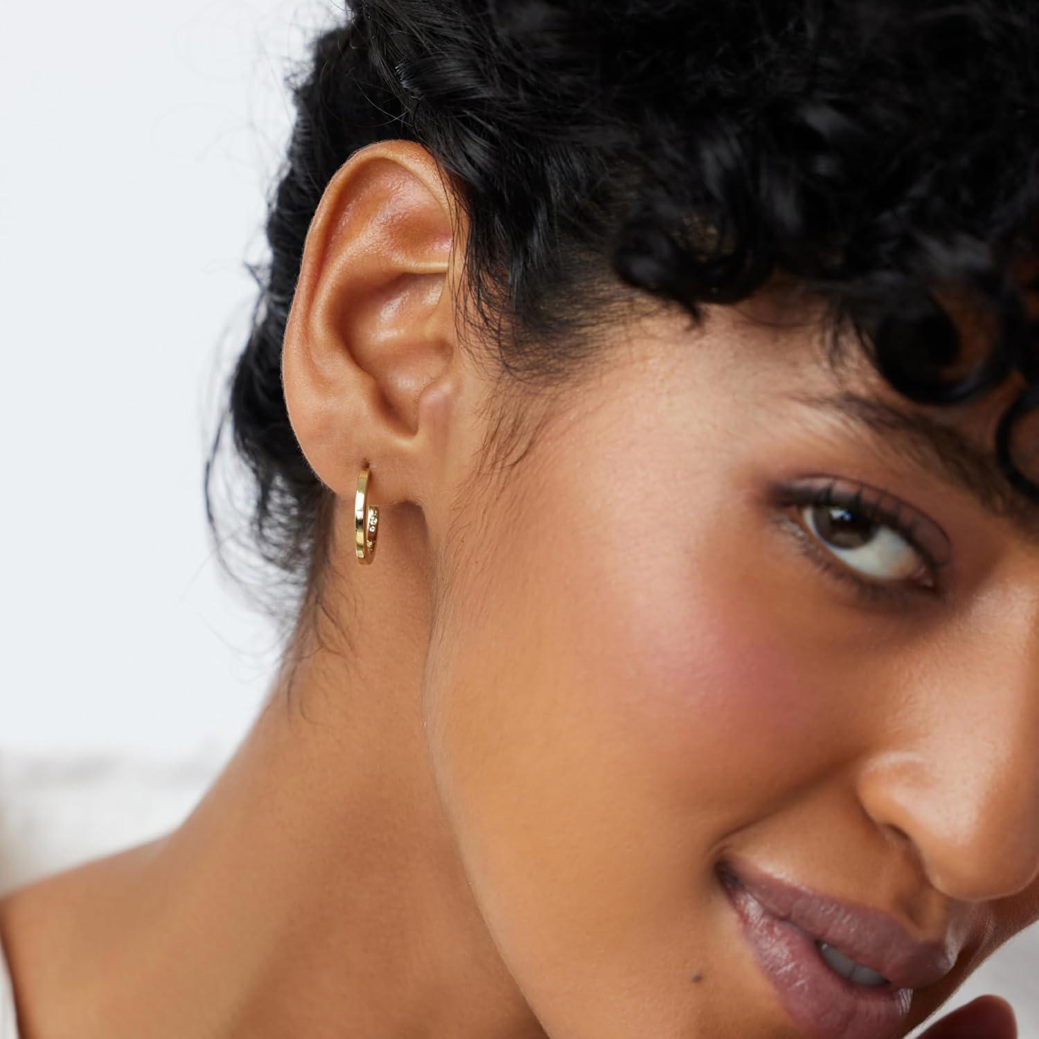 imageAna Luisa Gold Hoop Earring Stacking Set for Women Two Pair of 14K Gold Plated Huggie Hoops Two Sizes Included for Stacking Mini amp Medium Huggie Hoop Earrings Hypoallergenic Gifts for Women