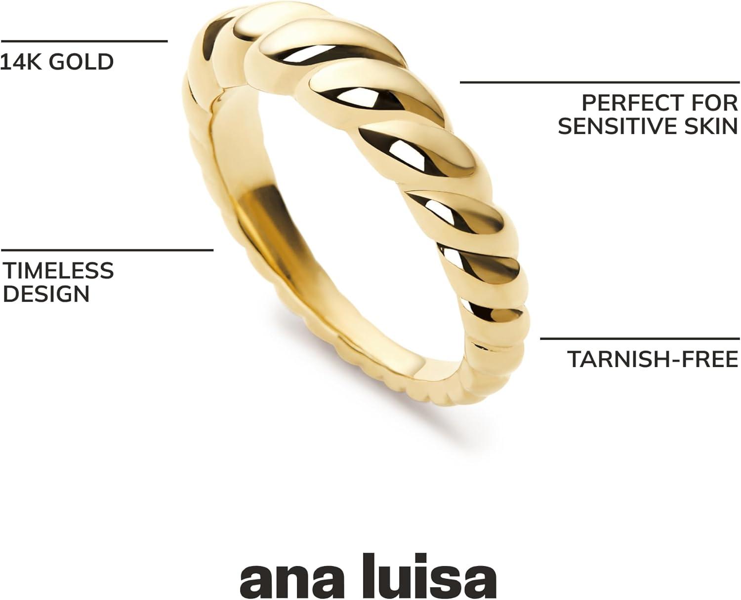 imageAna Luisa Gold Rings for Women 14K Gold Plated Rings for Women Non Tarnish Trendy Stacking Ring for Everyday Wear Twisted Heart Eternity Ring Double Styles Hypoallergenic amp WaterResistant JewelryRope Twist Ring