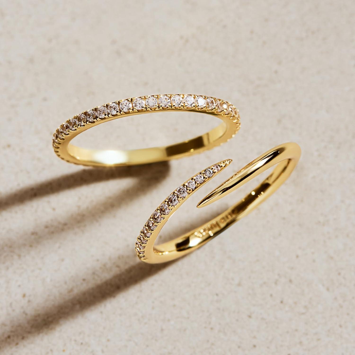 imageAna Luisa Gold Rings for Women 14K Gold Plated Rings for Women Non Tarnish Trendy Stacking Ring for Everyday Wear Twisted Heart Eternity Ring Double Styles Hypoallergenic amp WaterResistant JewelryEternity Ring