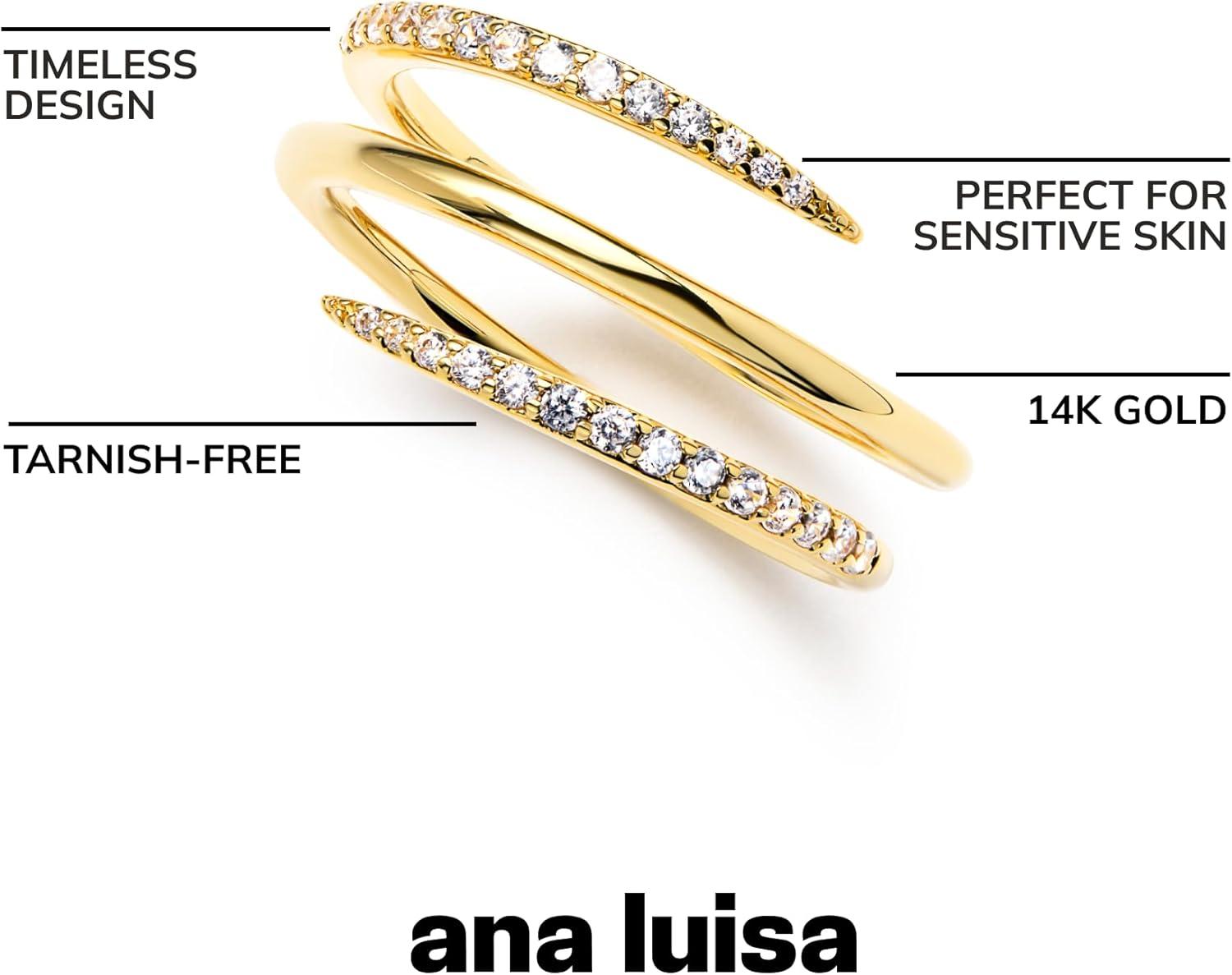 imageAna Luisa Gold Rings for Women 14K Gold Plated Rings for Women Non Tarnish Trendy Stacking Ring for Everyday Wear Twisted Heart Eternity Ring Double Styles Hypoallergenic amp WaterResistant JewelryOren Claw Triple