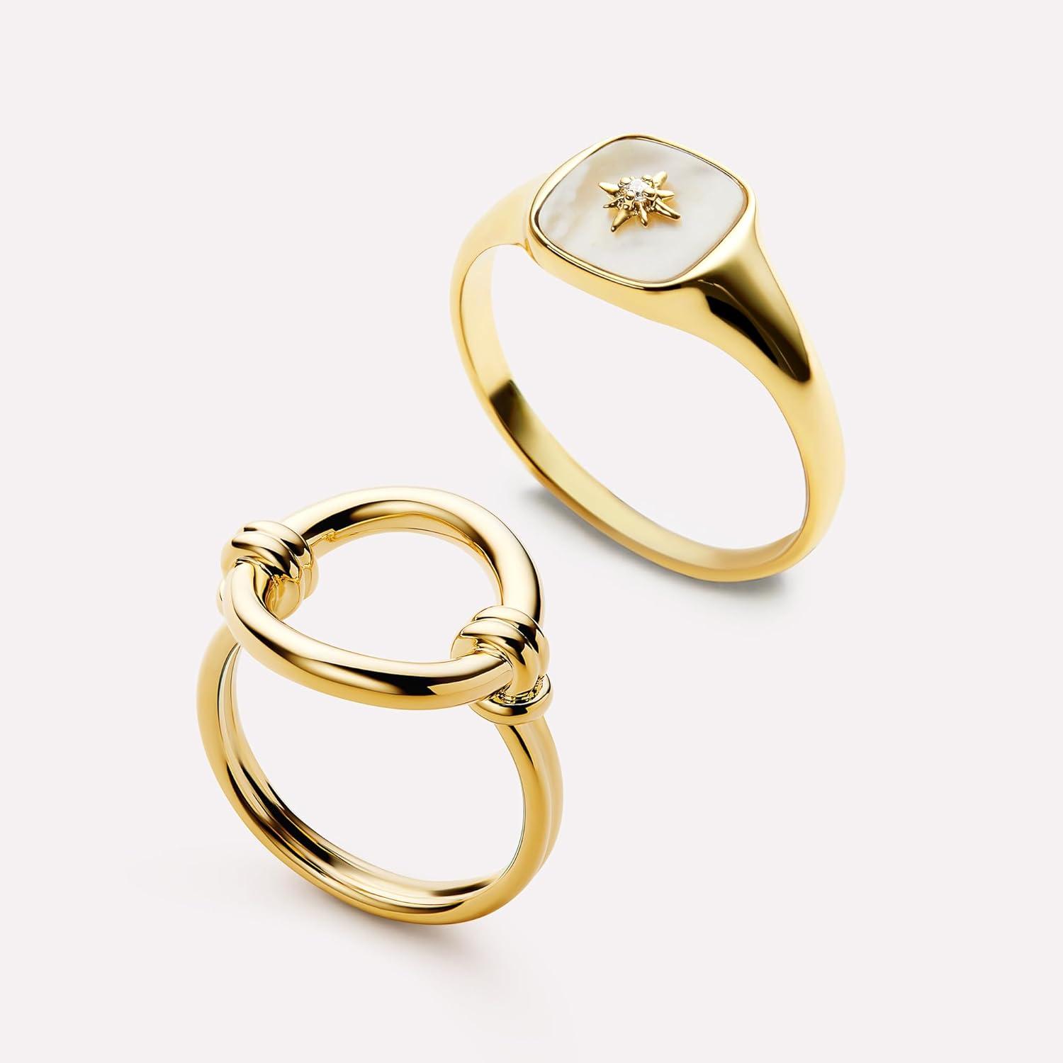 imageAna Luisa Gold Rings for Women 14K Gold Plated Rings for Women Non Tarnish Trendy Stacking Ring for Everyday Wear Twisted Heart Eternity Ring Double Styles Hypoallergenic amp WaterResistant JewelryRemi Statement