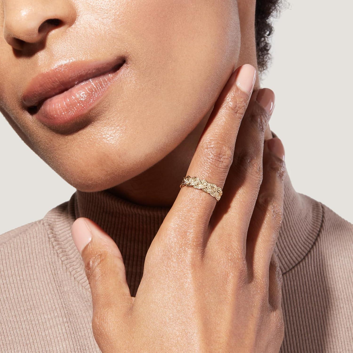 imageAna Luisa Gold Rings for Women 14K Gold Plated Rings for Women Non Tarnish Trendy Stacking Ring for Everyday Wear Twisted Heart Eternity Ring Double Styles Hypoallergenic amp WaterResistant JewelryBand Ring