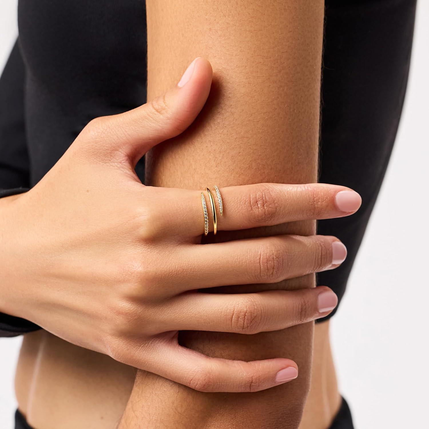 imageAna Luisa Gold Rings for Women 14K Gold Plated Rings for Women Non Tarnish Trendy Stacking Ring for Everyday Wear Twisted Heart Eternity Ring Double Styles Hypoallergenic amp WaterResistant JewelryOren Claw Triple