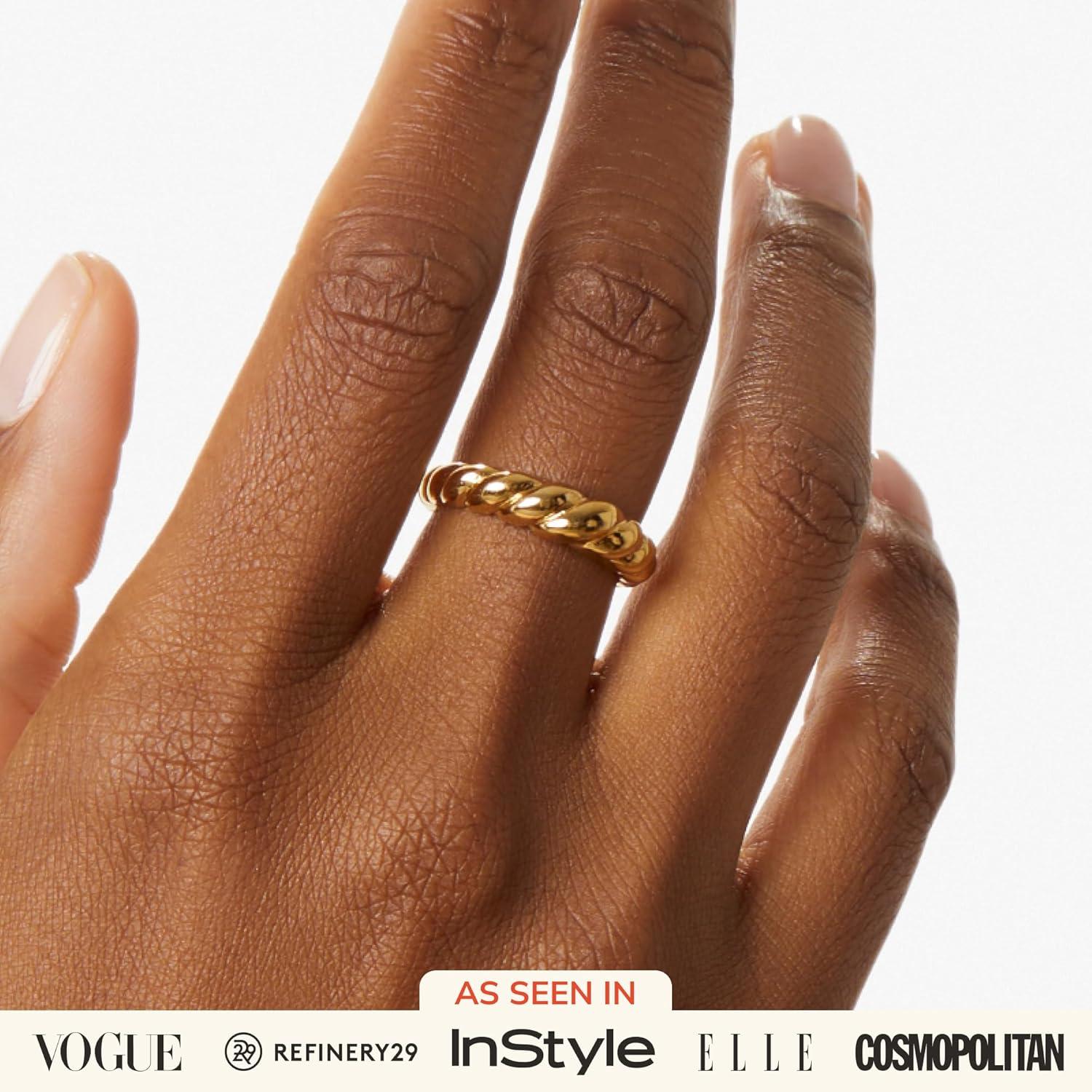 imageAna Luisa Gold Rings for Women 14K Gold Plated Rings for Women Non Tarnish Trendy Stacking Ring for Everyday Wear Twisted Heart Eternity Ring Double Styles Hypoallergenic amp WaterResistant JewelryRope Twist Ring