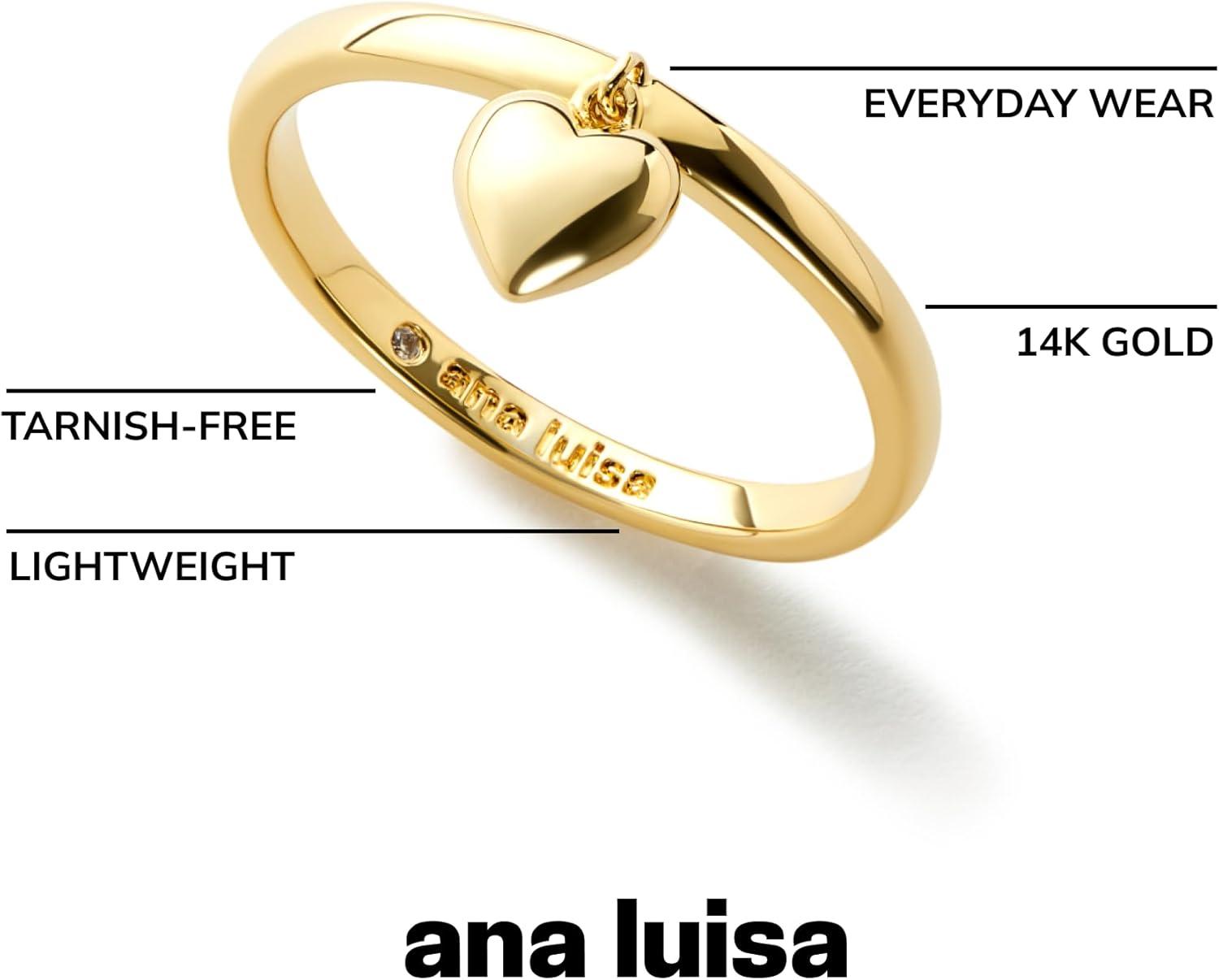 imageAna Luisa Gold Rings for Women 14K Gold Plated Rings for Women Non Tarnish Trendy Stacking Ring for Everyday Wear Twisted Heart Eternity Ring Double Styles Hypoallergenic amp WaterResistant JewelryLeia Heart Ring