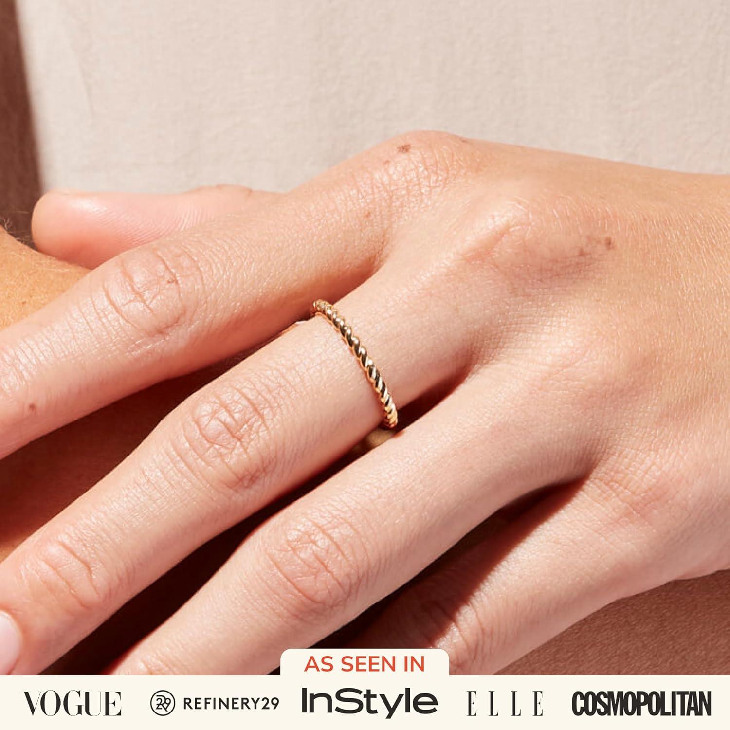 imageAna Luisa Gold Rings for Women 14K Gold Plated Rings for Women Non Tarnish Trendy Stacking Ring for Everyday Wear Twisted Heart Eternity Ring Double Styles Hypoallergenic amp WaterResistant JewelryTwisted Rope Mini