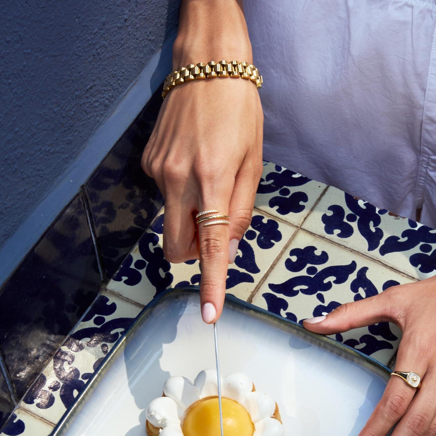 imageAna Luisa Gold Rings for Women 14K Gold Plated Rings for Women Non Tarnish Trendy Stacking Ring for Everyday Wear Twisted Heart Eternity Ring Double Styles Hypoallergenic amp WaterResistant JewelryOren Claw Triple