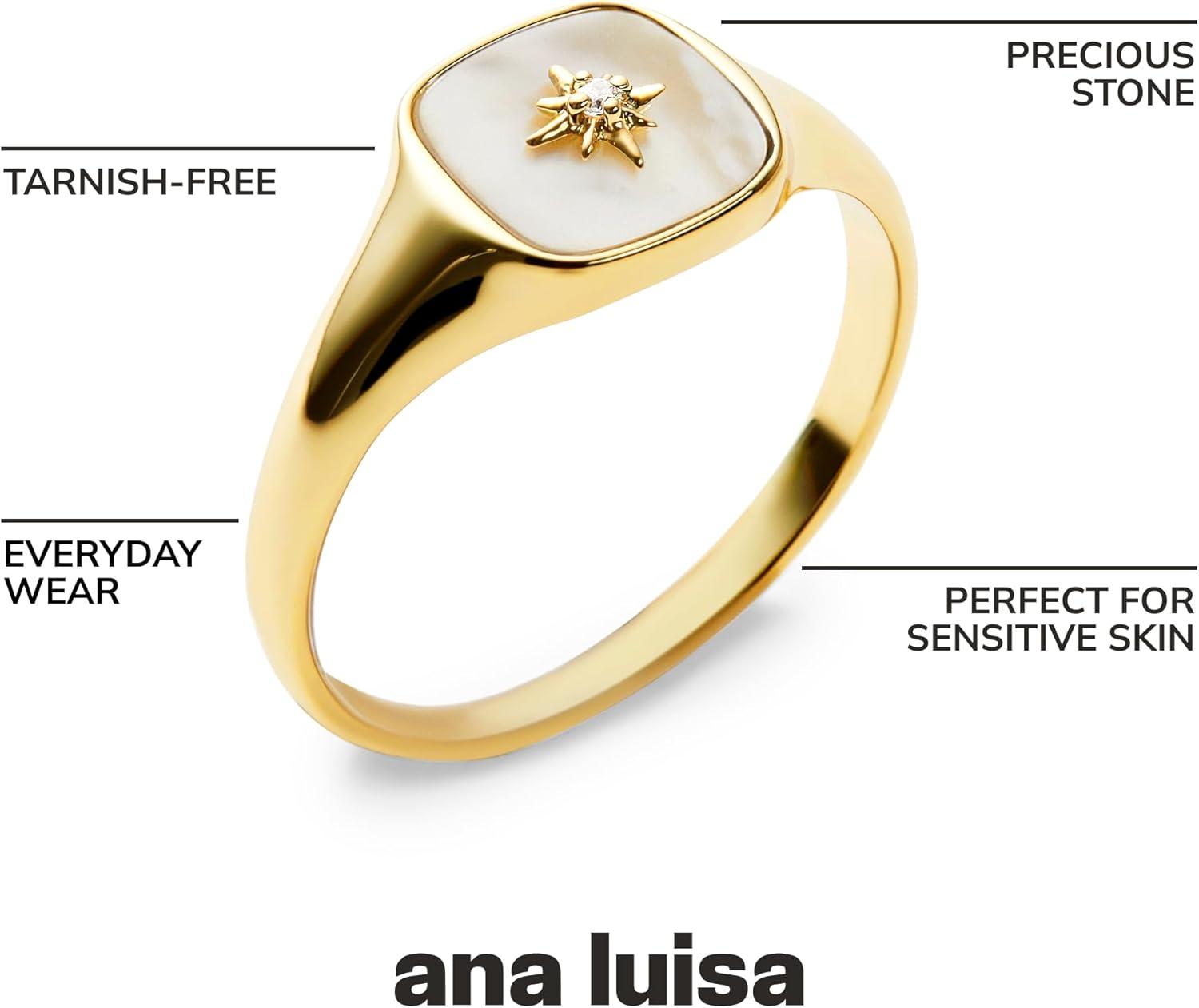 imageAna Luisa Gold Rings for Women 14K Gold Plated Rings for Women Non Tarnish Trendy Stacking Ring for Everyday Wear Twisted Heart Eternity Ring Double Styles Hypoallergenic amp WaterResistant JewelryGold Signet Ring