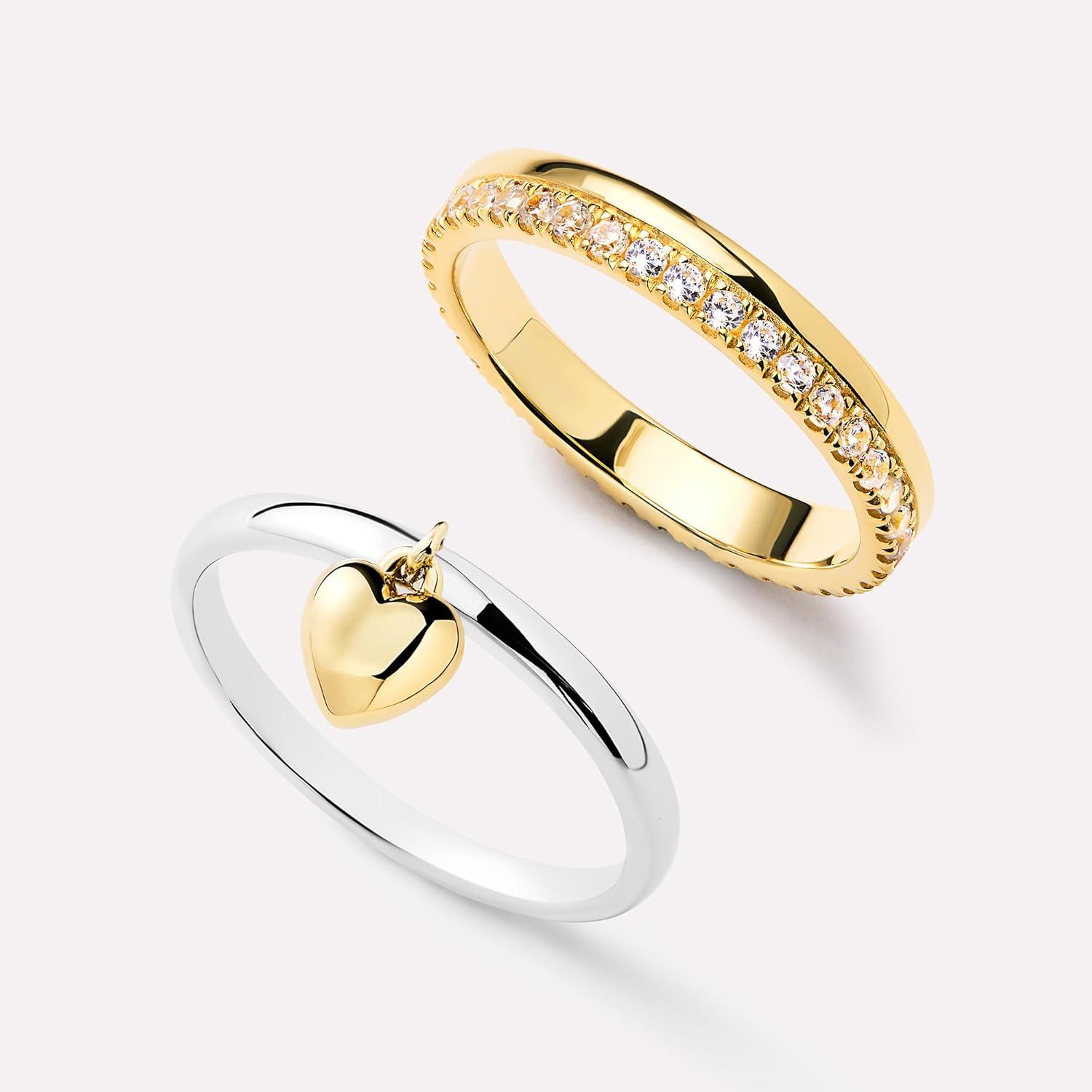 imageAna Luisa Gold Rings for Women 14K Gold Plated Rings for Women Non Tarnish Trendy Stacking Ring for Everyday Wear Twisted Heart Eternity Ring Double Styles Hypoallergenic amp WaterResistant JewelryLeia Heart Ring Two Tone