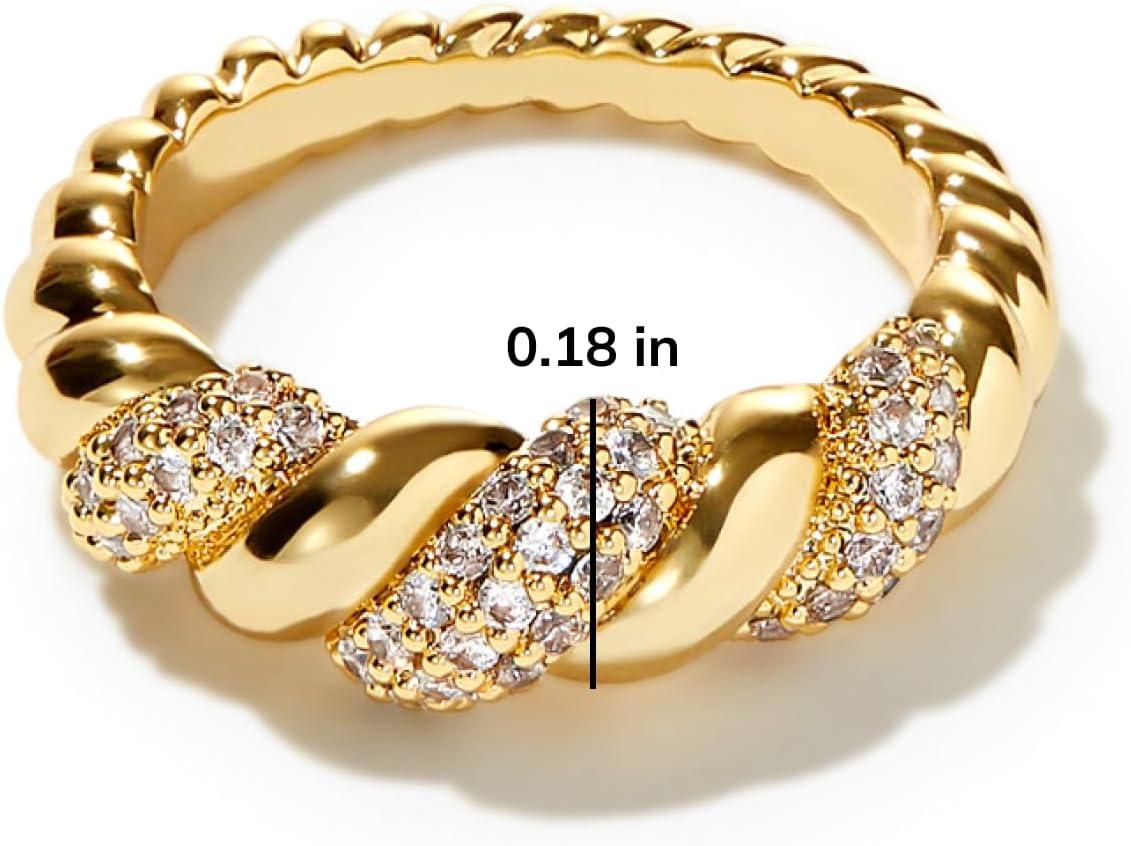 imageAna Luisa Gold Rings for Women 14K Gold Plated Rings for Women Non Tarnish Trendy Stacking Ring for Everyday Wear Twisted Heart Eternity Ring Double Styles Hypoallergenic amp WaterResistant JewelryRope Ring Gold Pave