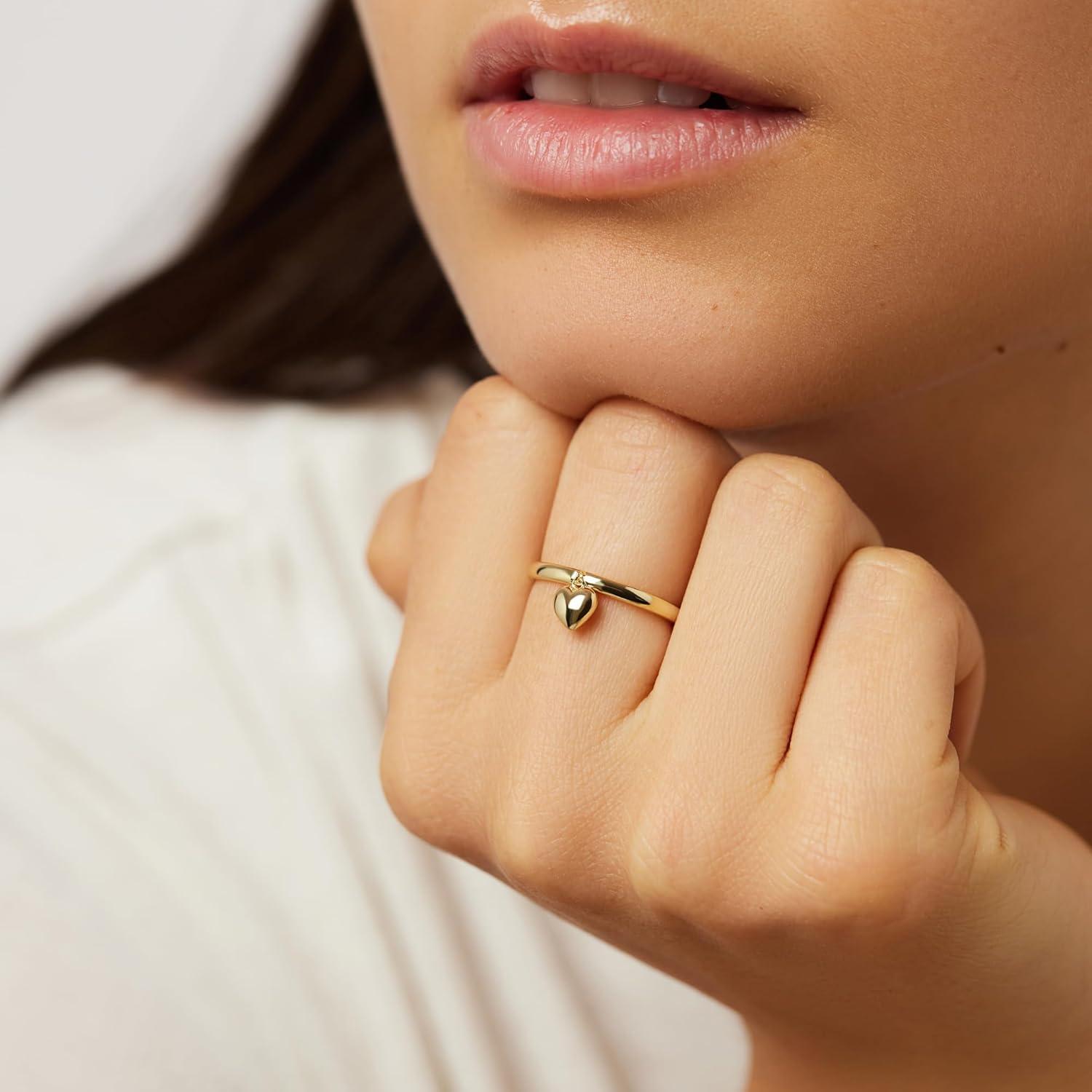 imageAna Luisa Gold Rings for Women 14K Gold Plated Rings for Women Non Tarnish Trendy Stacking Ring for Everyday Wear Twisted Heart Eternity Ring Double Styles Hypoallergenic amp WaterResistant JewelryLeia Heart Ring