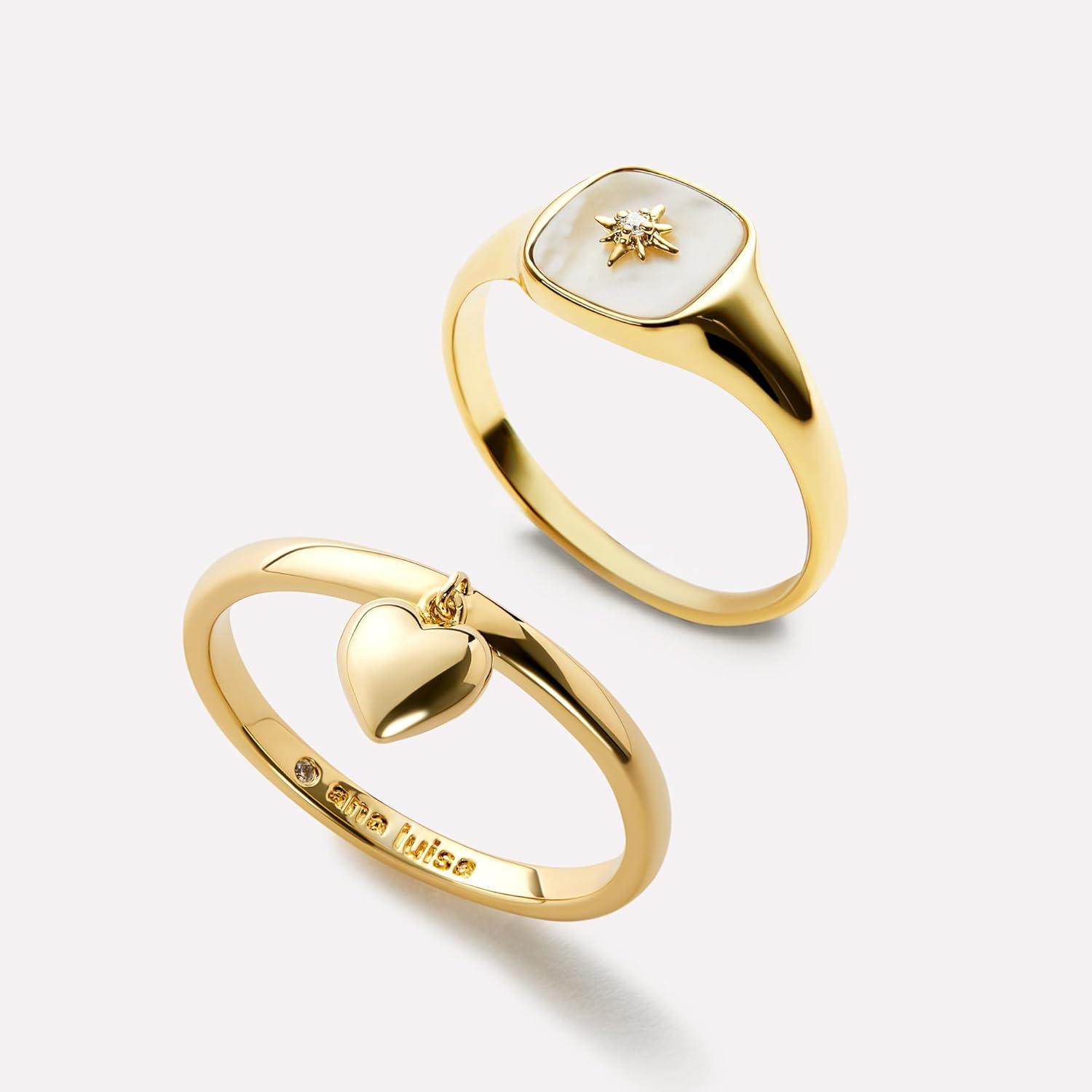 imageAna Luisa Gold Rings for Women 14K Gold Plated Rings for Women Non Tarnish Trendy Stacking Ring for Everyday Wear Twisted Heart Eternity Ring Double Styles Hypoallergenic amp WaterResistant JewelryGold Signet Ring