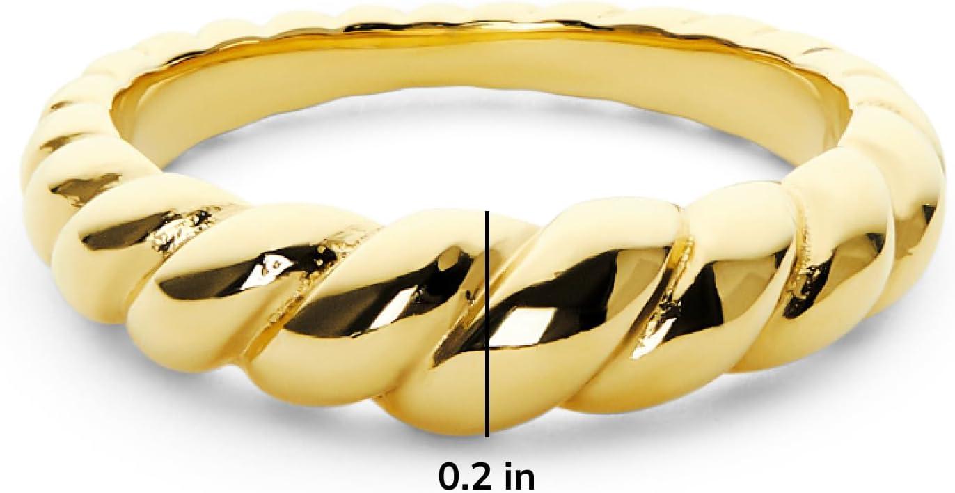 imageAna Luisa Gold Rings for Women 14K Gold Plated Rings for Women Non Tarnish Trendy Stacking Ring for Everyday Wear Twisted Heart Eternity Ring Double Styles Hypoallergenic amp WaterResistant JewelryRope Twist Ring