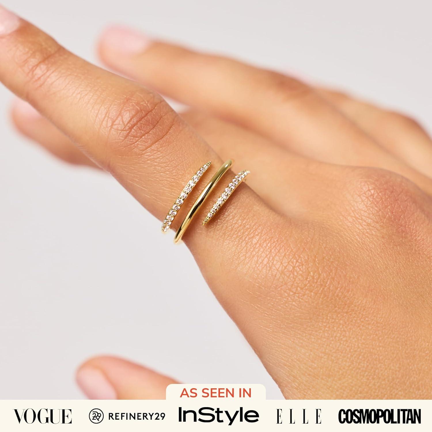 imageAna Luisa Gold Rings for Women 14K Gold Plated Rings for Women Non Tarnish Trendy Stacking Ring for Everyday Wear Twisted Heart Eternity Ring Double Styles Hypoallergenic amp WaterResistant JewelryOren Claw Triple