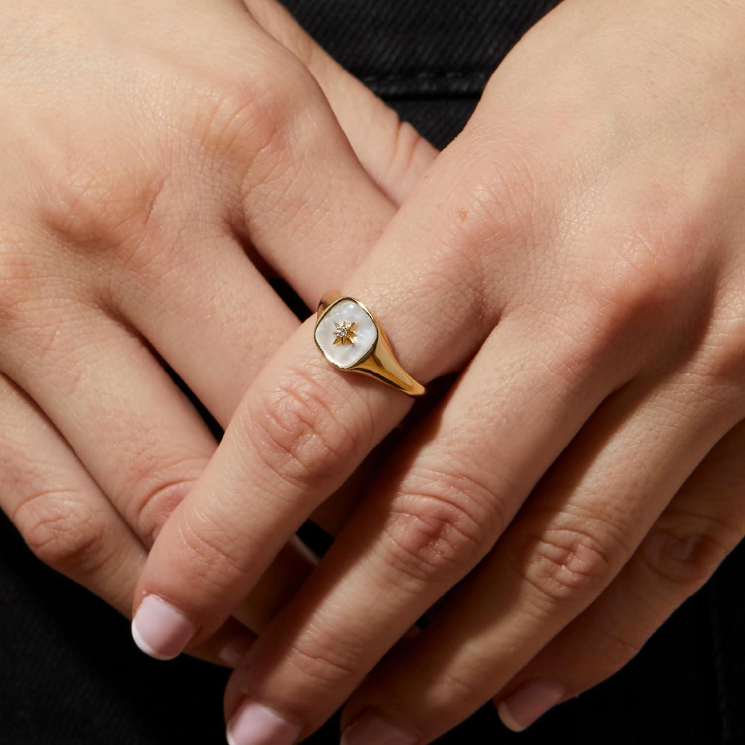 imageAna Luisa Gold Rings for Women 14K Gold Plated Rings for Women Non Tarnish Trendy Stacking Ring for Everyday Wear Twisted Heart Eternity Ring Double Styles Hypoallergenic amp WaterResistant JewelryGold Signet Ring