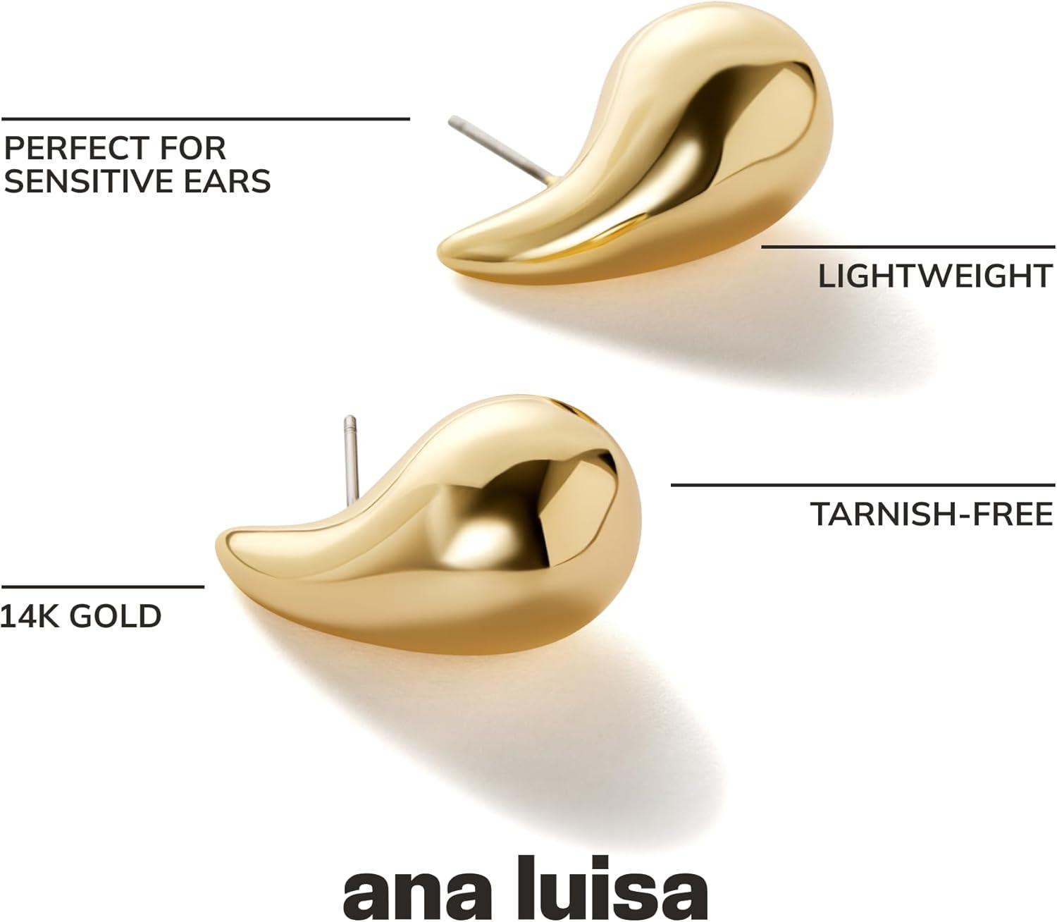 imageAna Luisa Kiara Teardrop Earring 14K Gold Plated Tear Drop Earrings Jewelry Dupes Hypoallergenic WaterResistant TarnishFree Ana Luisa Jewelry Trendy 14K Gold Plated Chunky Earrings for Women