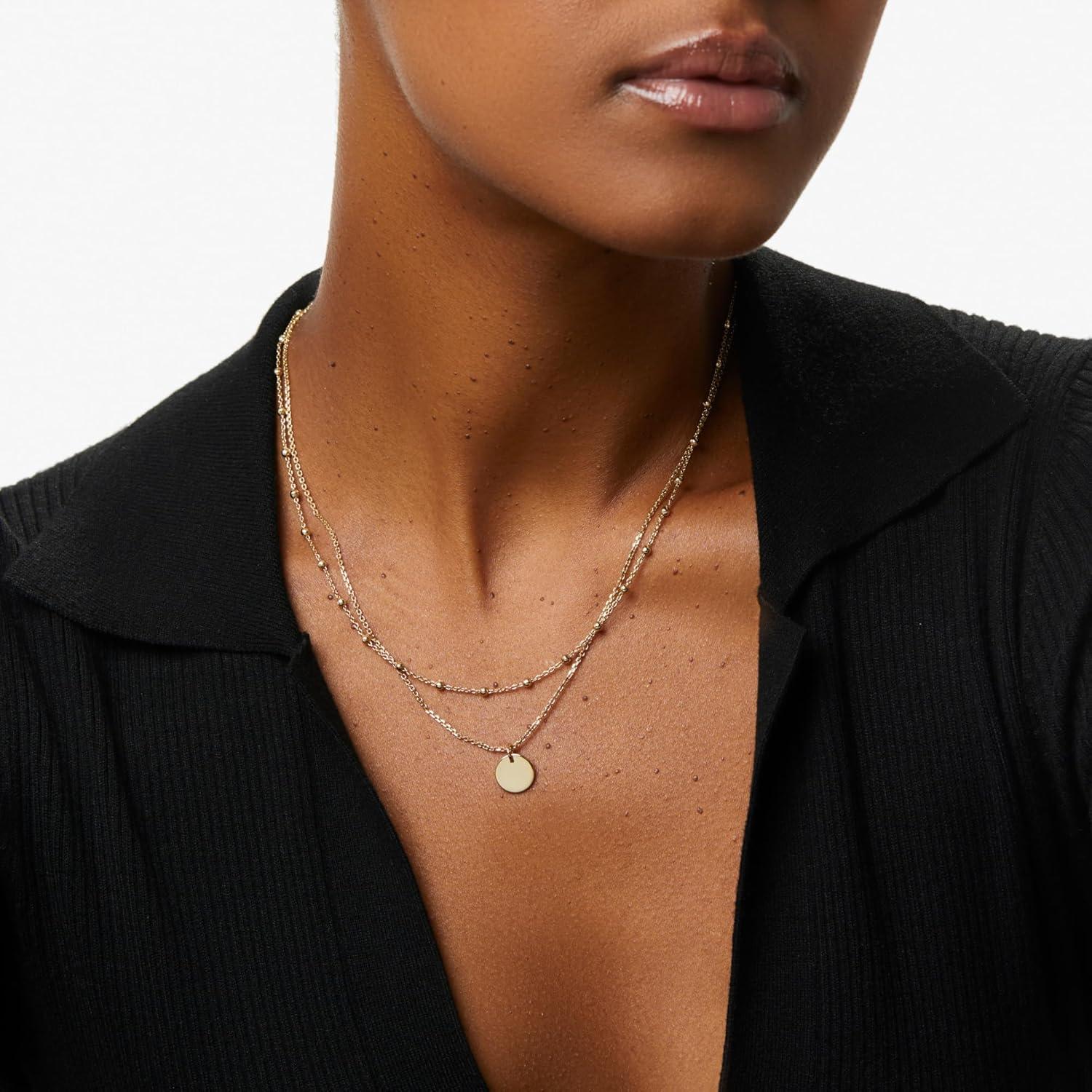 imageAna Luisa Layered Necklaces for Women Chic 14K Gold Plated Chains with Two Separate Necklaces for a Layered Look Trendy Charm Necklace Hypoallergenic amp TarnishFree Dainty Gold Chain NecklaceWillow Coin Set