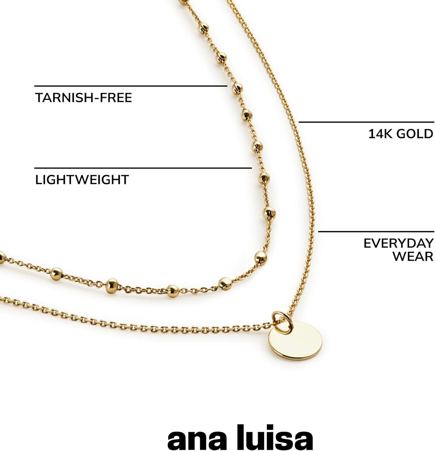 imageAna Luisa Layered Necklaces for Women Chic 14K Gold Plated Chains with Two Separate Necklaces for a Layered Look Trendy Charm Necklace Hypoallergenic amp TarnishFree Dainty Gold Chain NecklaceWillow Coin Set