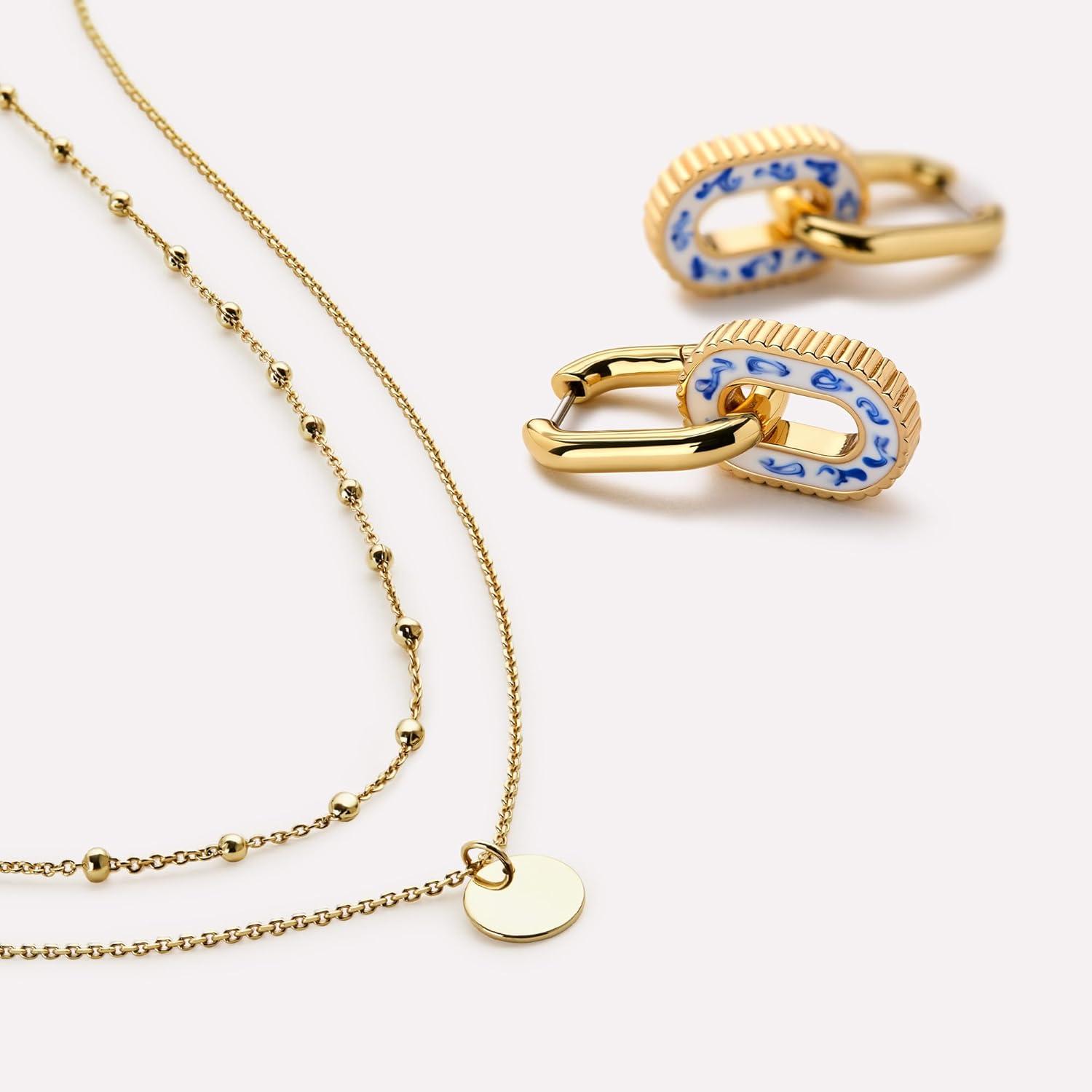 imageAna Luisa Layered Necklaces for Women Chic 14K Gold Plated Chains with Two Separate Necklaces for a Layered Look Trendy Charm Necklace Hypoallergenic amp TarnishFree Dainty Gold Chain NecklaceWillow Coin Set