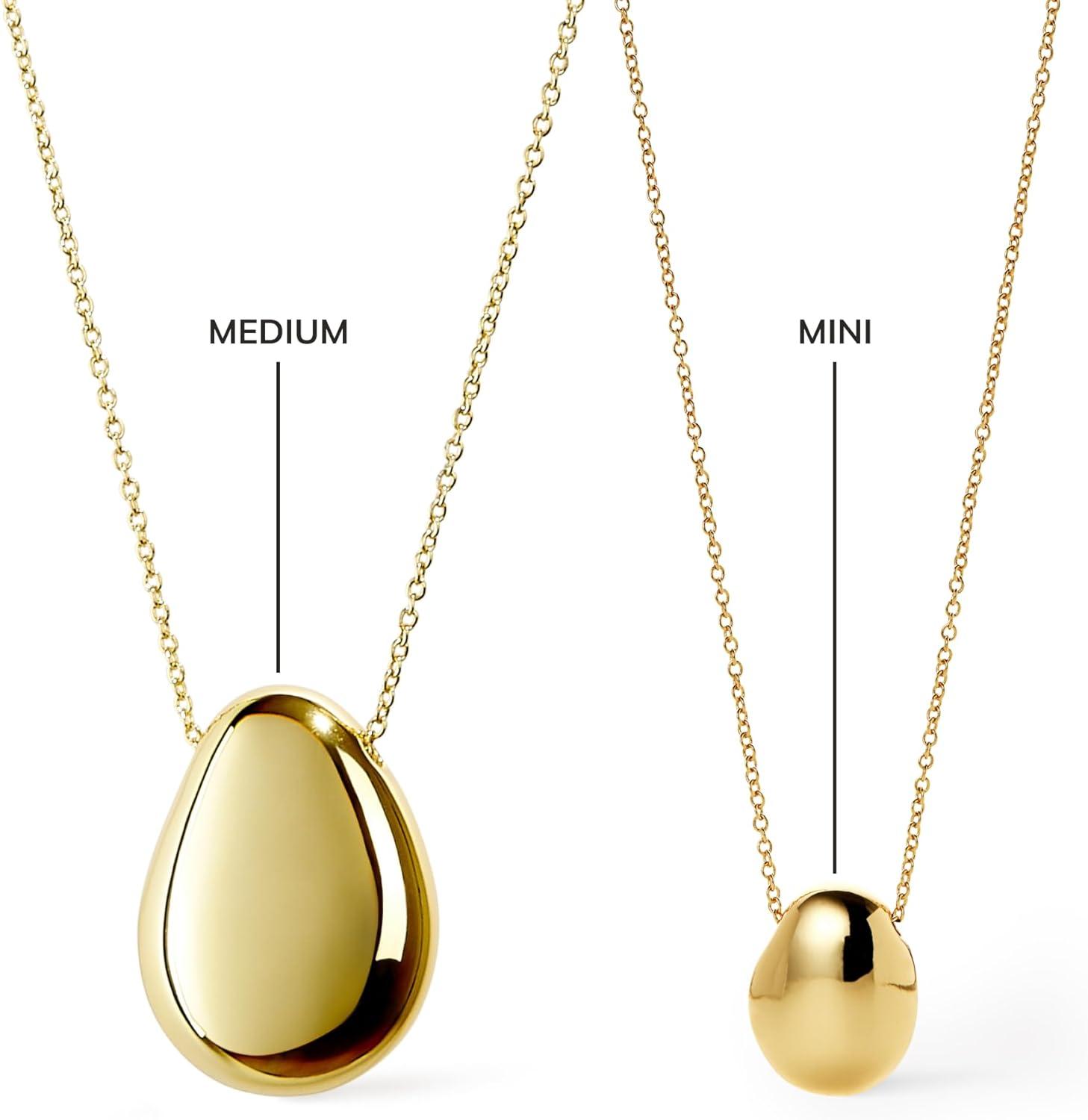 imageAna Luisa Pebble Pendant Necklace for Women 14K Gold Plated and Silver Rhodium Plated Trendy Teardrop Necklace with Lobster Clasp Hypoallergenic WaterResistant TarnishFree JewelryMediumGold