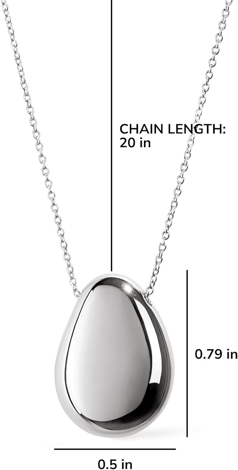 imageAna Luisa Pebble Pendant Necklace for Women 14K Gold Plated and Silver Rhodium Plated Trendy Teardrop Necklace with Lobster Clasp Hypoallergenic WaterResistant TarnishFree JewelryMediumSilver