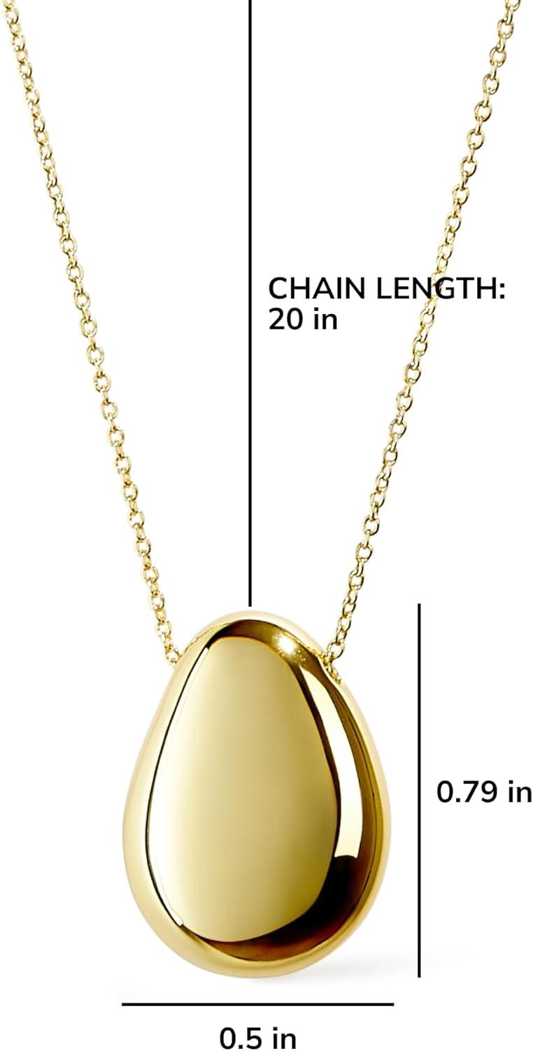 imageAna Luisa Pebble Pendant Necklace for Women 14K Gold Plated and Silver Rhodium Plated Trendy Teardrop Necklace with Lobster Clasp Hypoallergenic WaterResistant TarnishFree JewelryMediumGold