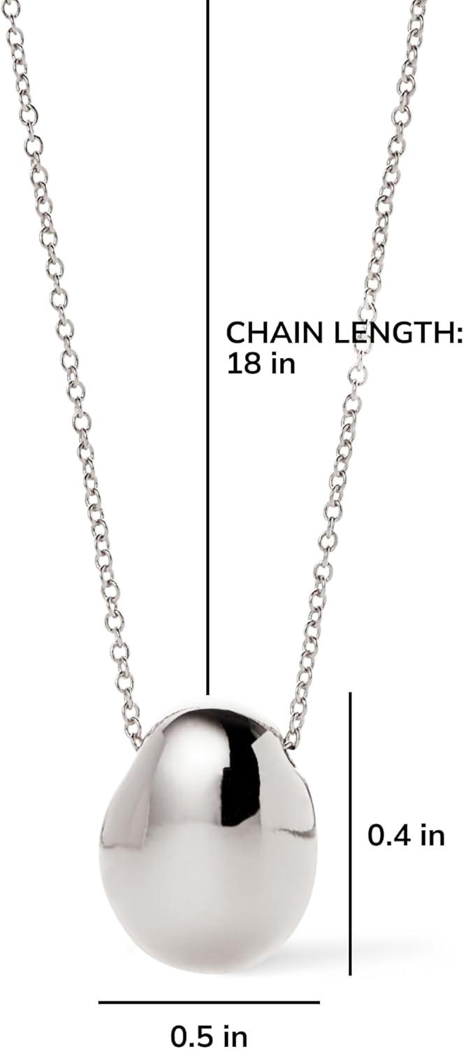 imageAna Luisa Pebble Pendant Necklace for Women 14K Gold Plated and Silver Rhodium Plated Trendy Teardrop Necklace with Lobster Clasp Hypoallergenic WaterResistant TarnishFree JewelryMiniSilver