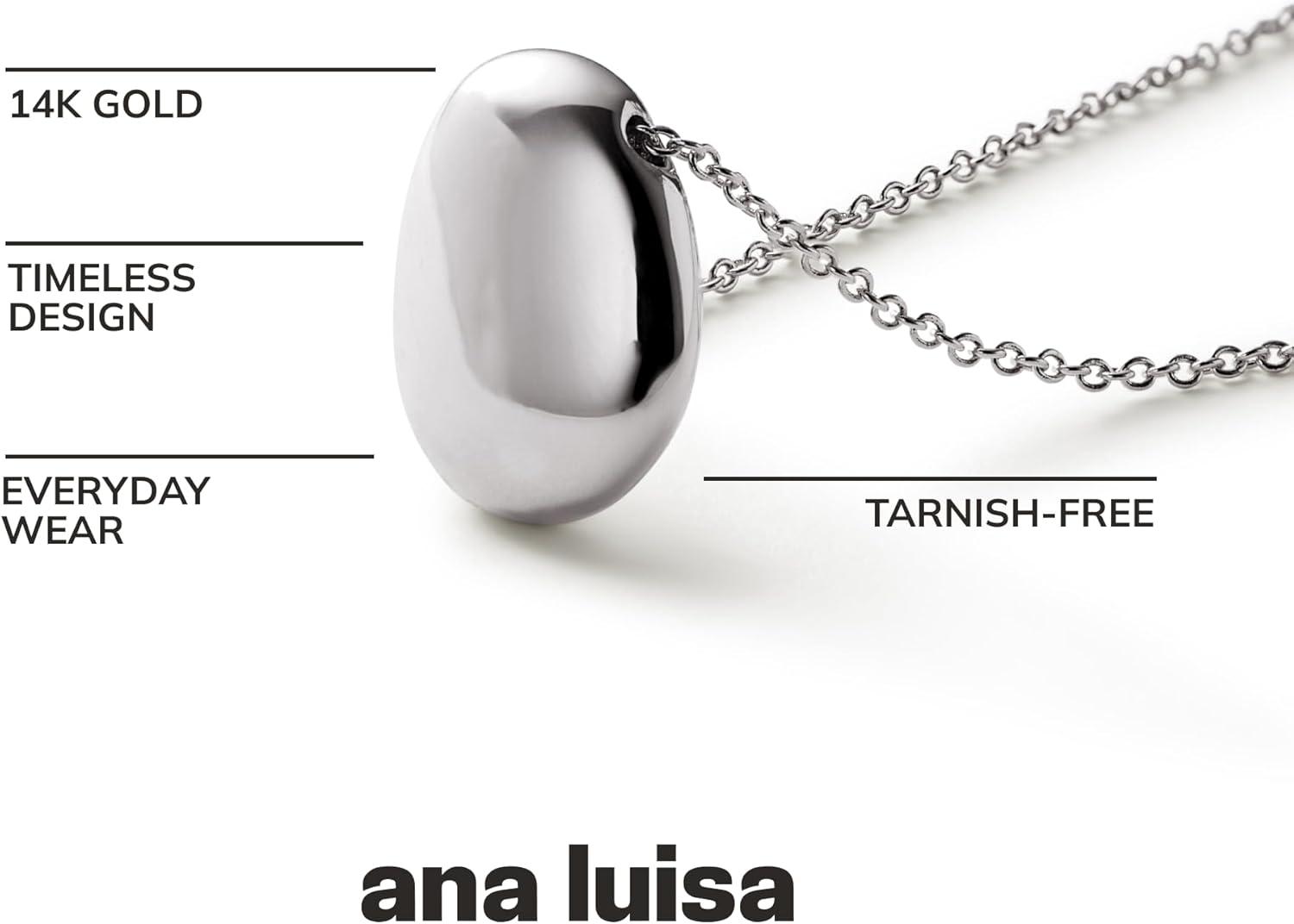 imageAna Luisa Pebble Pendant Necklace for Women 14K Gold Plated and Silver Rhodium Plated Trendy Teardrop Necklace with Lobster Clasp Hypoallergenic WaterResistant TarnishFree JewelryMiniSilver