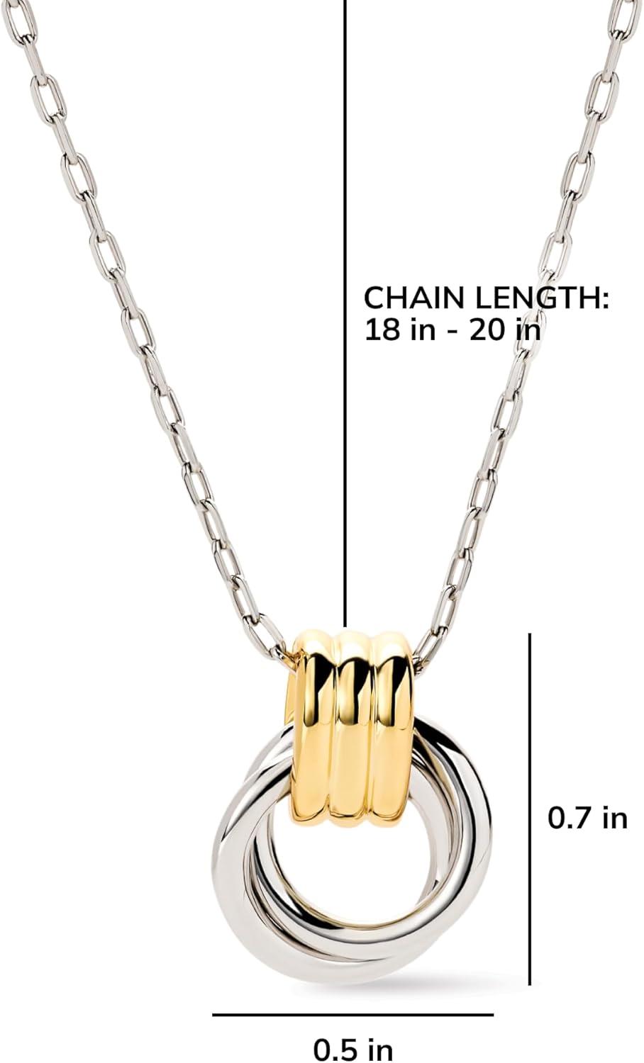 imageAna Luisa Pendant Necklaces for Women 14K Gold Plated and Silver Rhodium Necklace Pearl Heart Circle Moonstone Gemstone Knot Charm Styles Hypoallergenic Dainty Trendy Layering NecklacesPalmer Necklace