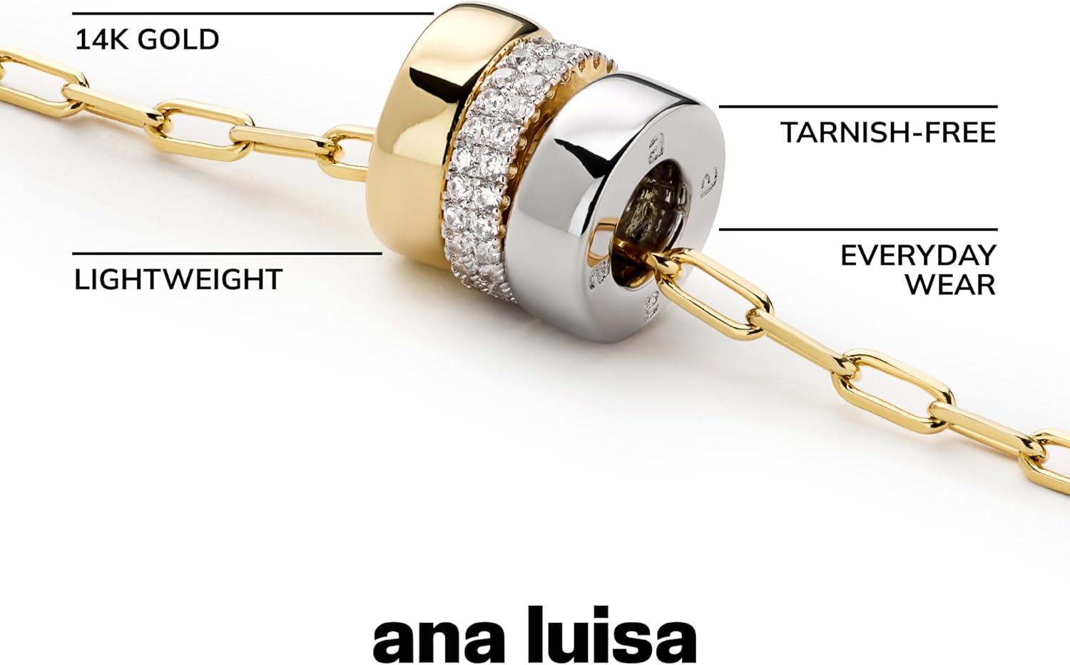 imageAna Luisa Pendant Necklaces for Women 14K Gold Plated and Silver Rhodium Necklace Pearl Heart Circle Moonstone Gemstone Knot Charm Styles Hypoallergenic Dainty Trendy Layering NecklacesTyler Charm Necklace