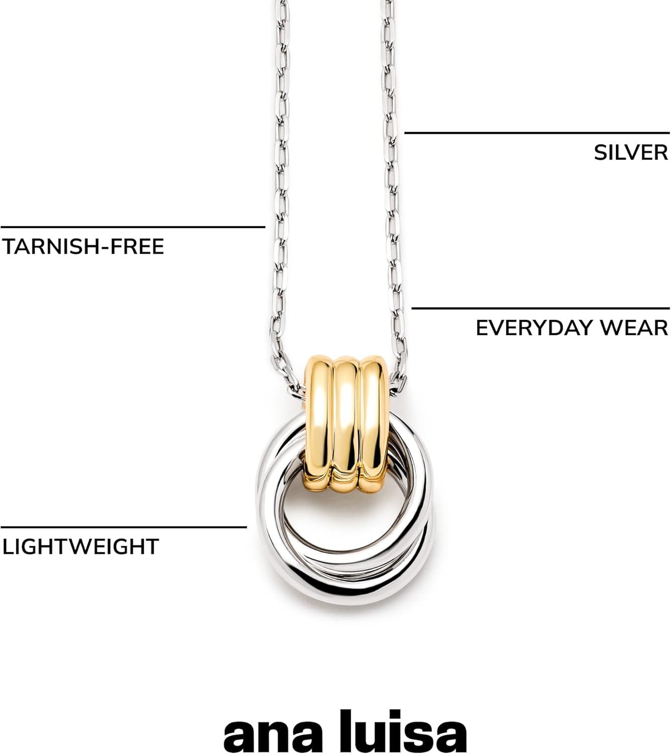 imageAna Luisa Pendant Necklaces for Women 14K Gold Plated and Silver Rhodium Necklace Pearl Heart Circle Moonstone Gemstone Knot Charm Styles Hypoallergenic Dainty Trendy Layering NecklacesPalmer Necklace