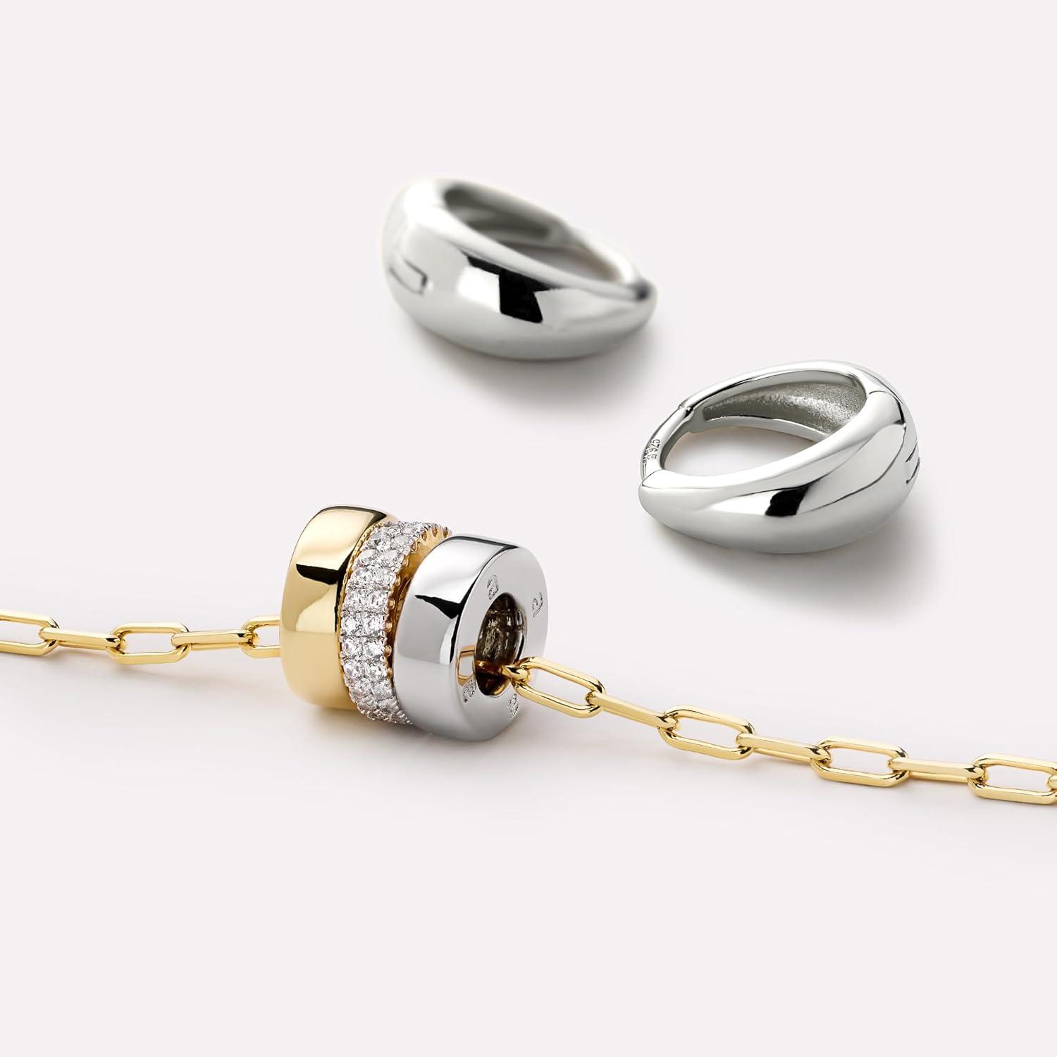 imageAna Luisa Pendant Necklaces for Women 14K Gold Plated and Silver Rhodium Necklace Pearl Heart Circle Moonstone Gemstone Knot Charm Styles Hypoallergenic Dainty Trendy Layering NecklacesTyler Charm Necklace