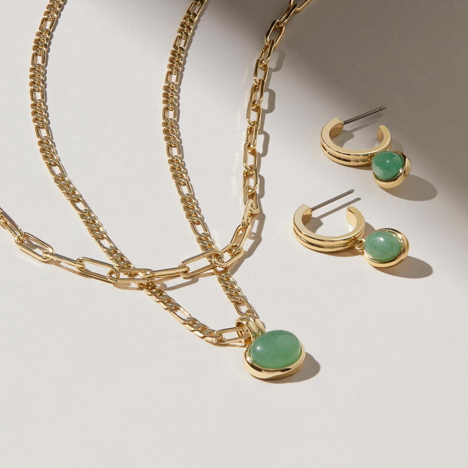 imageAna Luisa Pendant Necklaces for Women 14K Gold Plated and Silver Rhodium Necklace Pearl Heart Circle Moonstone Gemstone Knot Charm Styles Hypoallergenic Dainty Trendy Layering NecklacesMeesh Gemstone