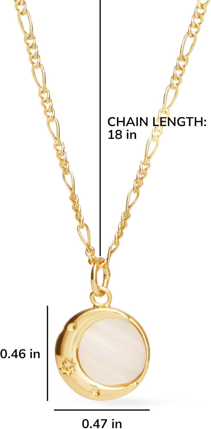 imageAna Luisa Pendant Necklaces for Women 14K Gold Plated and Silver Rhodium Necklace Pearl Heart Circle Moonstone Gemstone Knot Charm Styles Hypoallergenic Dainty Trendy Layering NecklacesMei Moon Pendant
