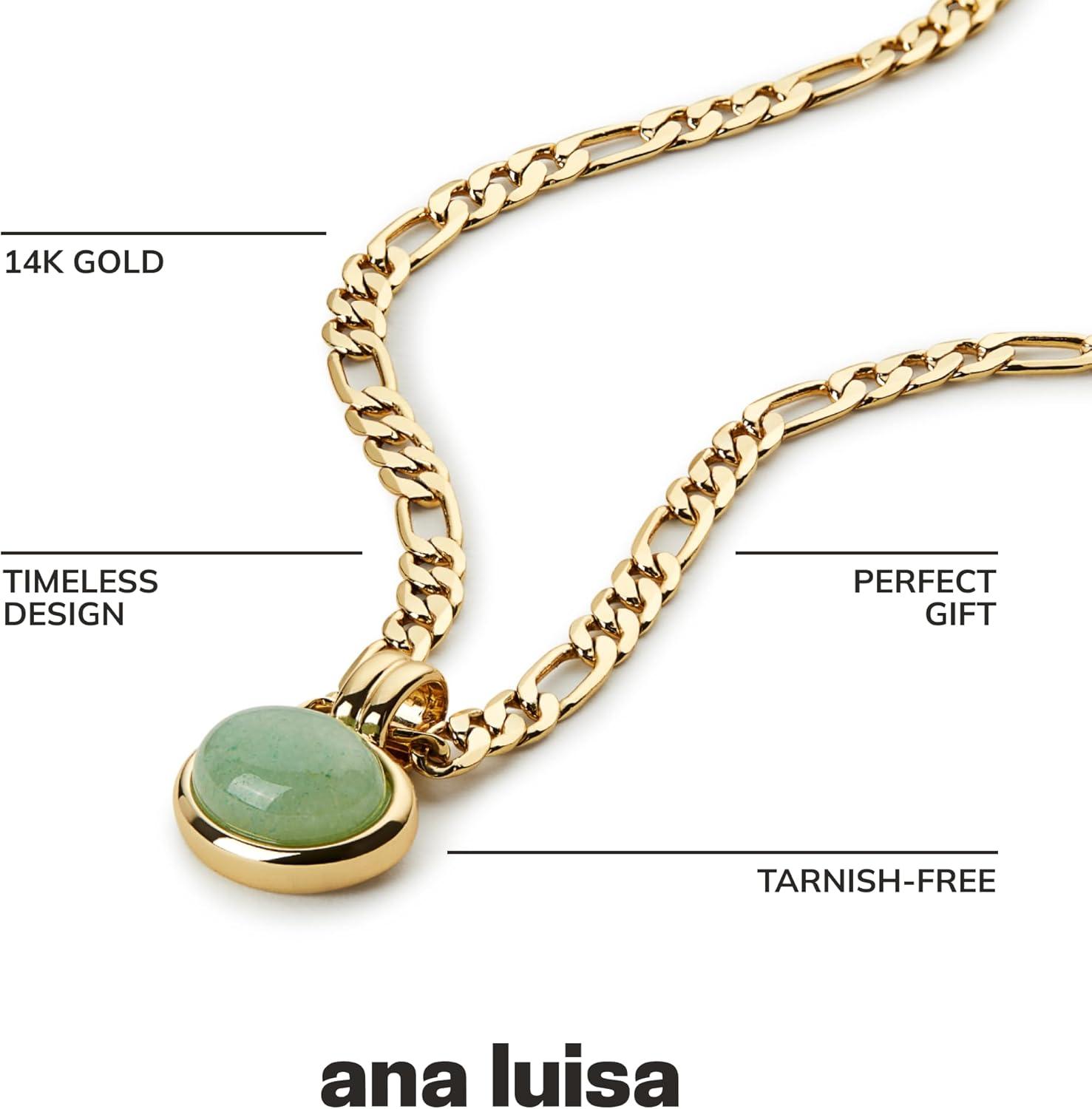 imageAna Luisa Pendant Necklaces for Women 14K Gold Plated and Silver Rhodium Necklace Pearl Heart Circle Moonstone Gemstone Knot Charm Styles Hypoallergenic Dainty Trendy Layering NecklacesMeesh Gemstone