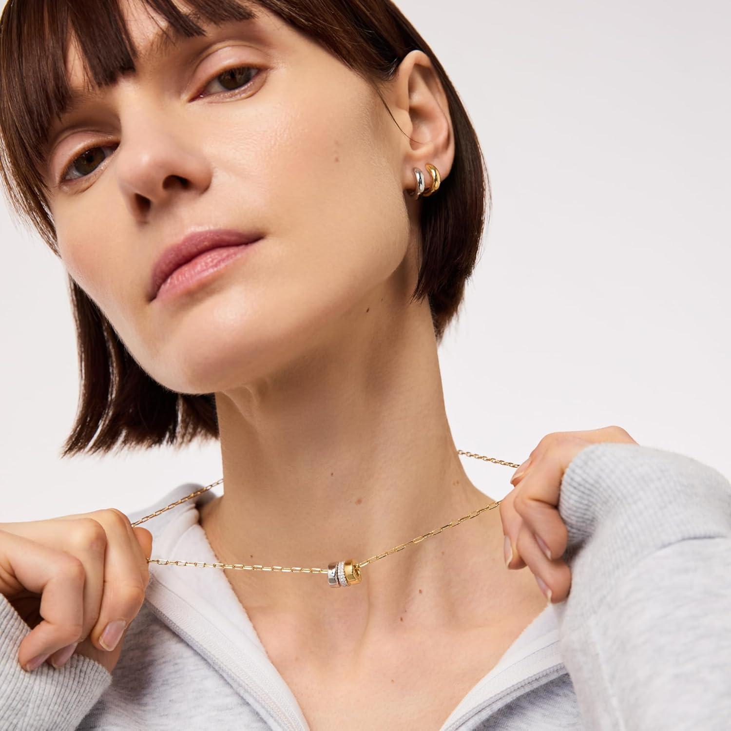 imageAna Luisa Pendant Necklaces for Women 14K Gold Plated and Silver Rhodium Necklace Pearl Heart Circle Moonstone Gemstone Knot Charm Styles Hypoallergenic Dainty Trendy Layering NecklacesTyler Charm Necklace