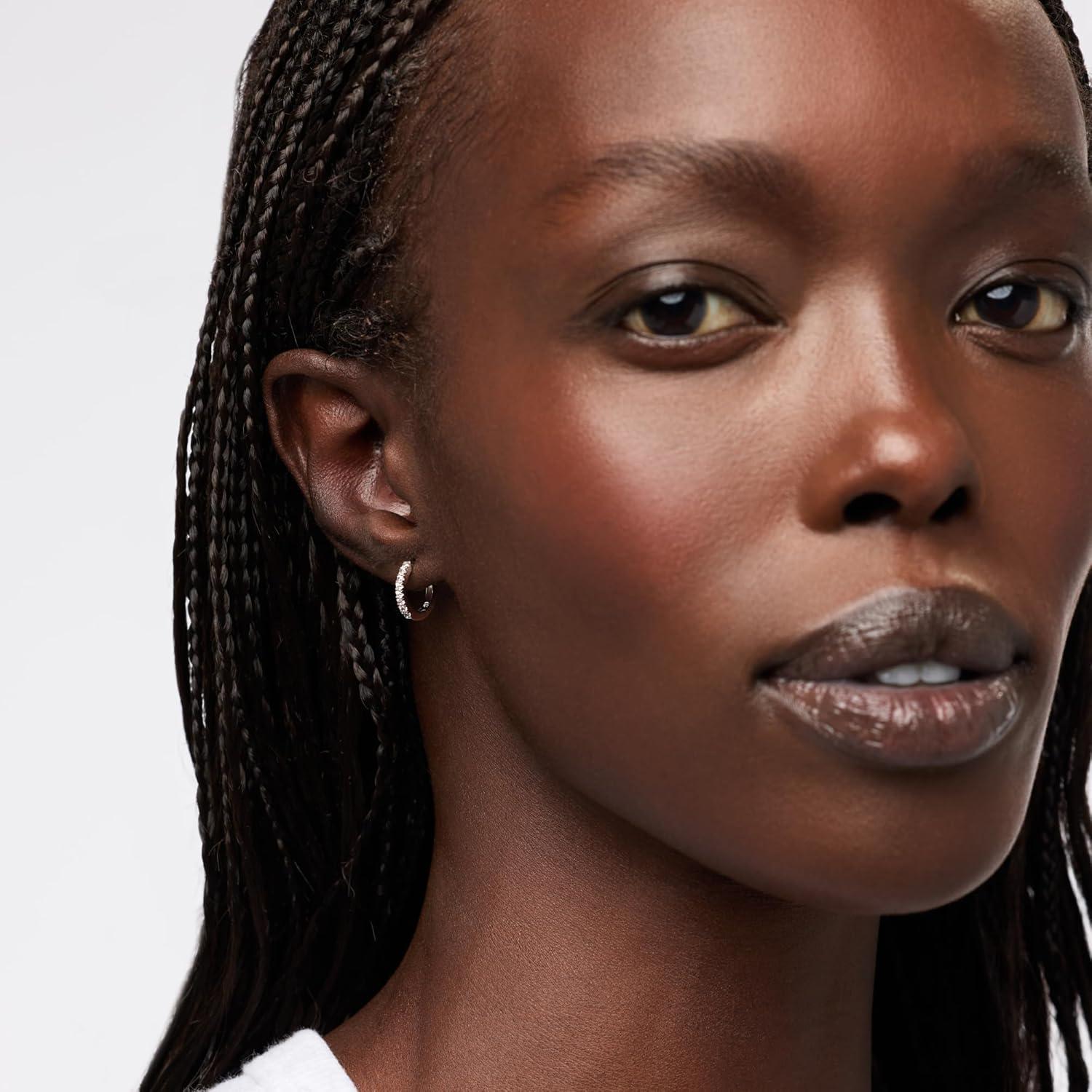 imageAna Luisa Trendy Huggie Hoop Earrings for Women 14K Gold Plated or Sterling Silver Hoop Earrings Small Dainty Hypoallergenic WaterResistant TarnishFree Hoops Jewelry Perfect for StackingSilver Pave