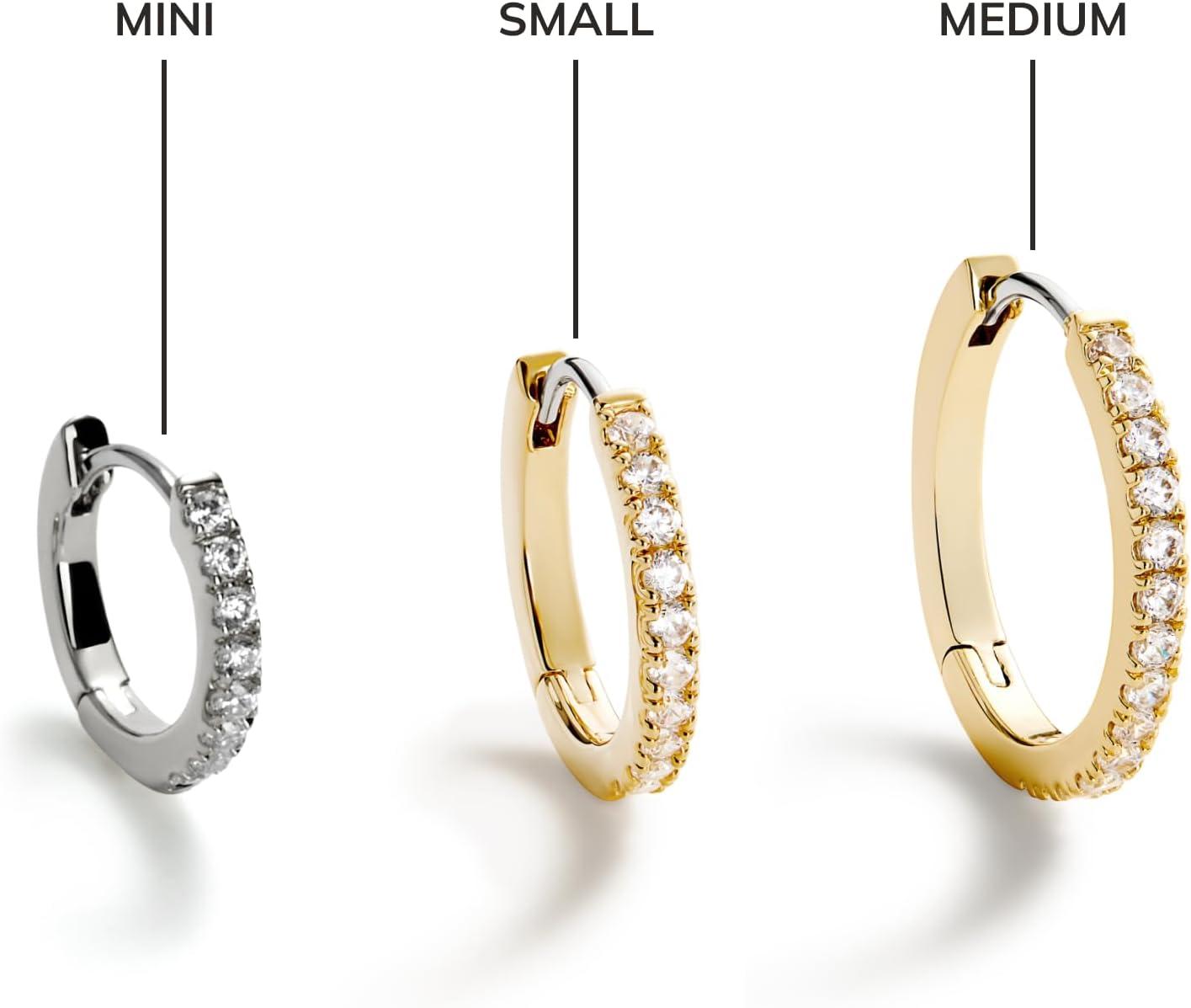 imageAna Luisa Trendy Huggie Hoop Earrings for Women 14K Gold Plated or Sterling Silver Hoop Earrings Small Dainty Hypoallergenic WaterResistant TarnishFree Hoops Jewelry Perfect for StackingSilver Pave