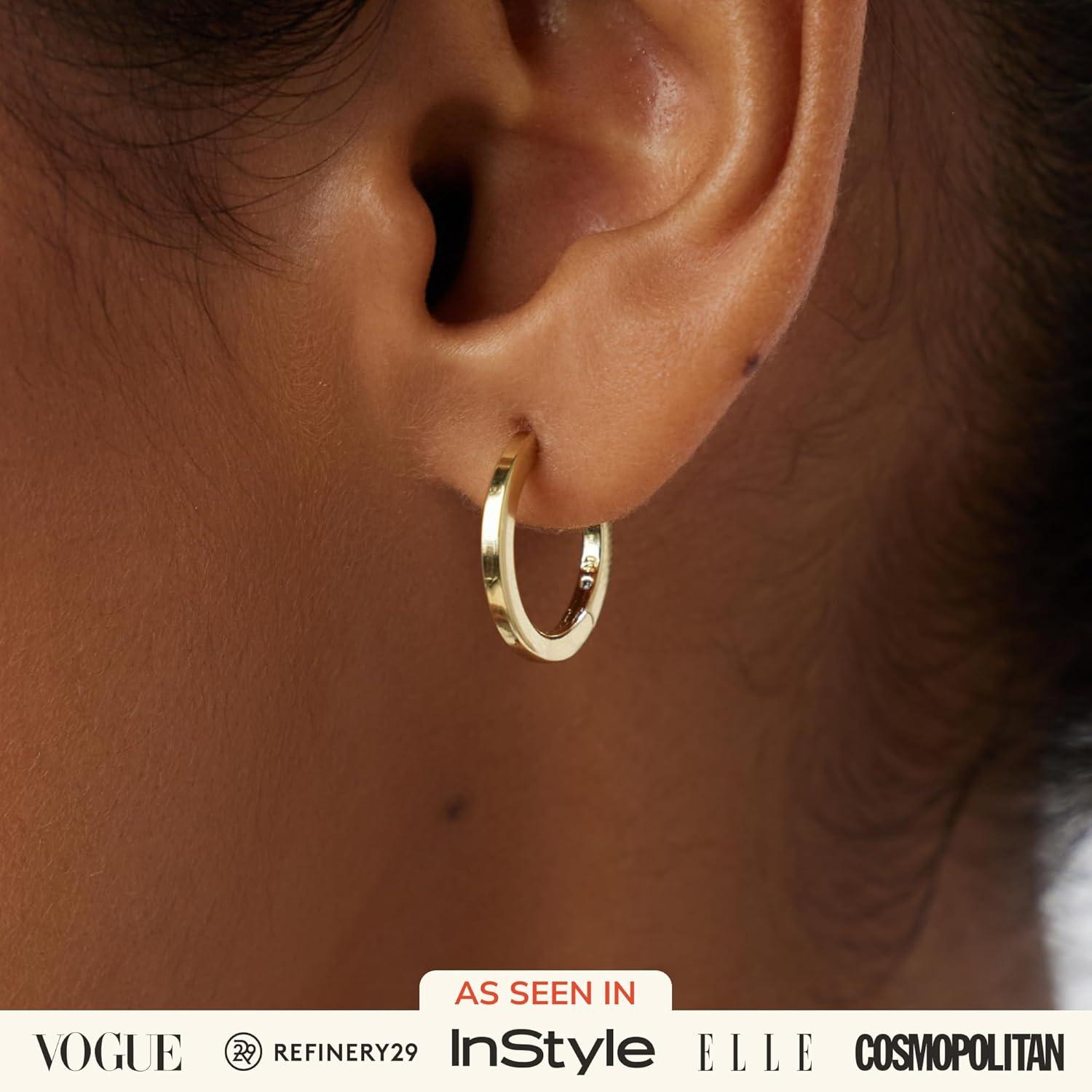 imageAna Luisa Trendy Huggie Hoop Earrings for Women 14K Gold Plated or Sterling Silver Hoop Earrings Small Dainty Hypoallergenic WaterResistant TarnishFree Hoops Jewelry Perfect for StackingGold