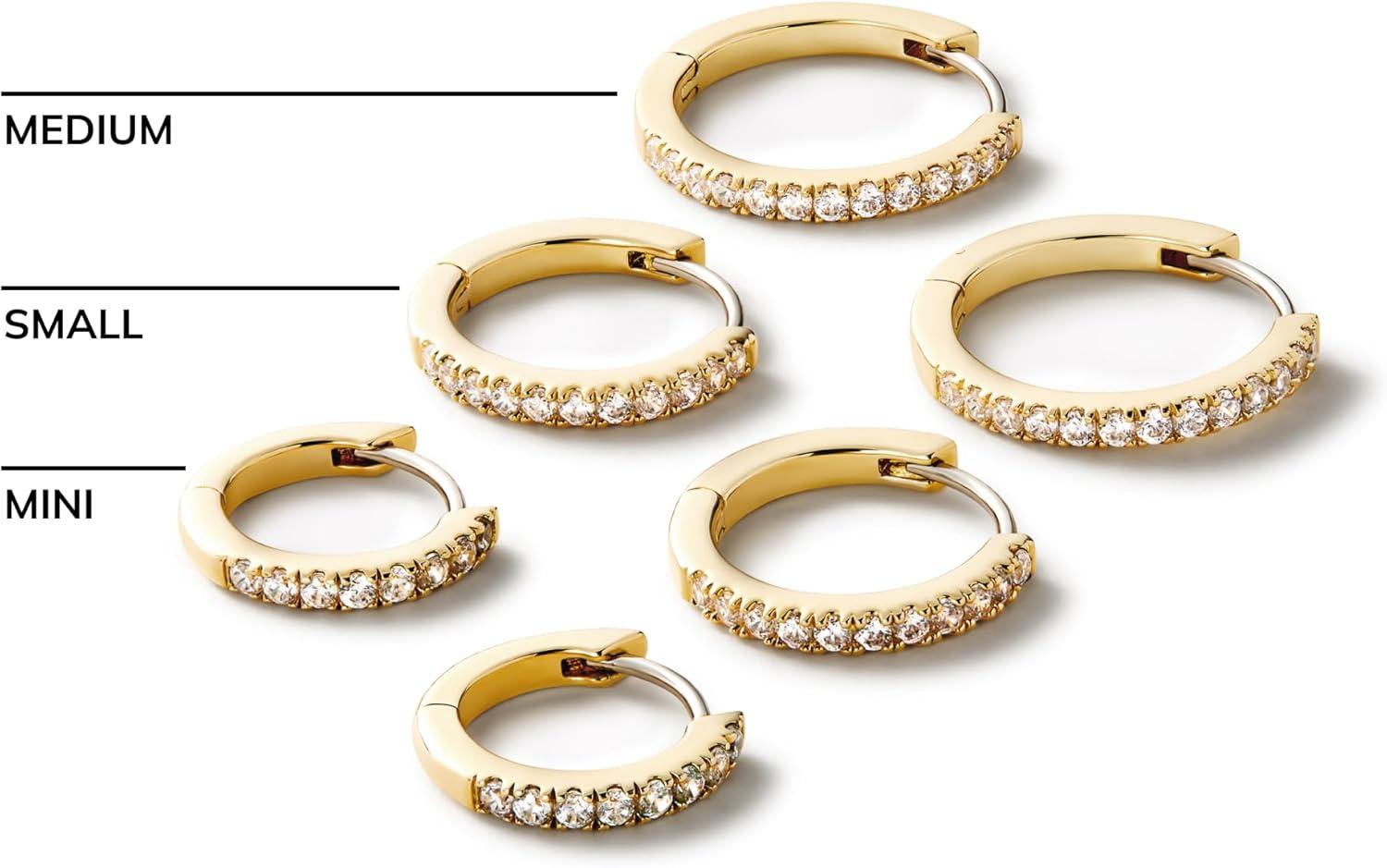 imageAna Luisa Trendy Huggie Hoop Earrings for Women 14K Gold Plated or Sterling Silver Hoop Earrings Small Dainty Hypoallergenic WaterResistant TarnishFree Hoops Jewelry Perfect for StackingGold Pave