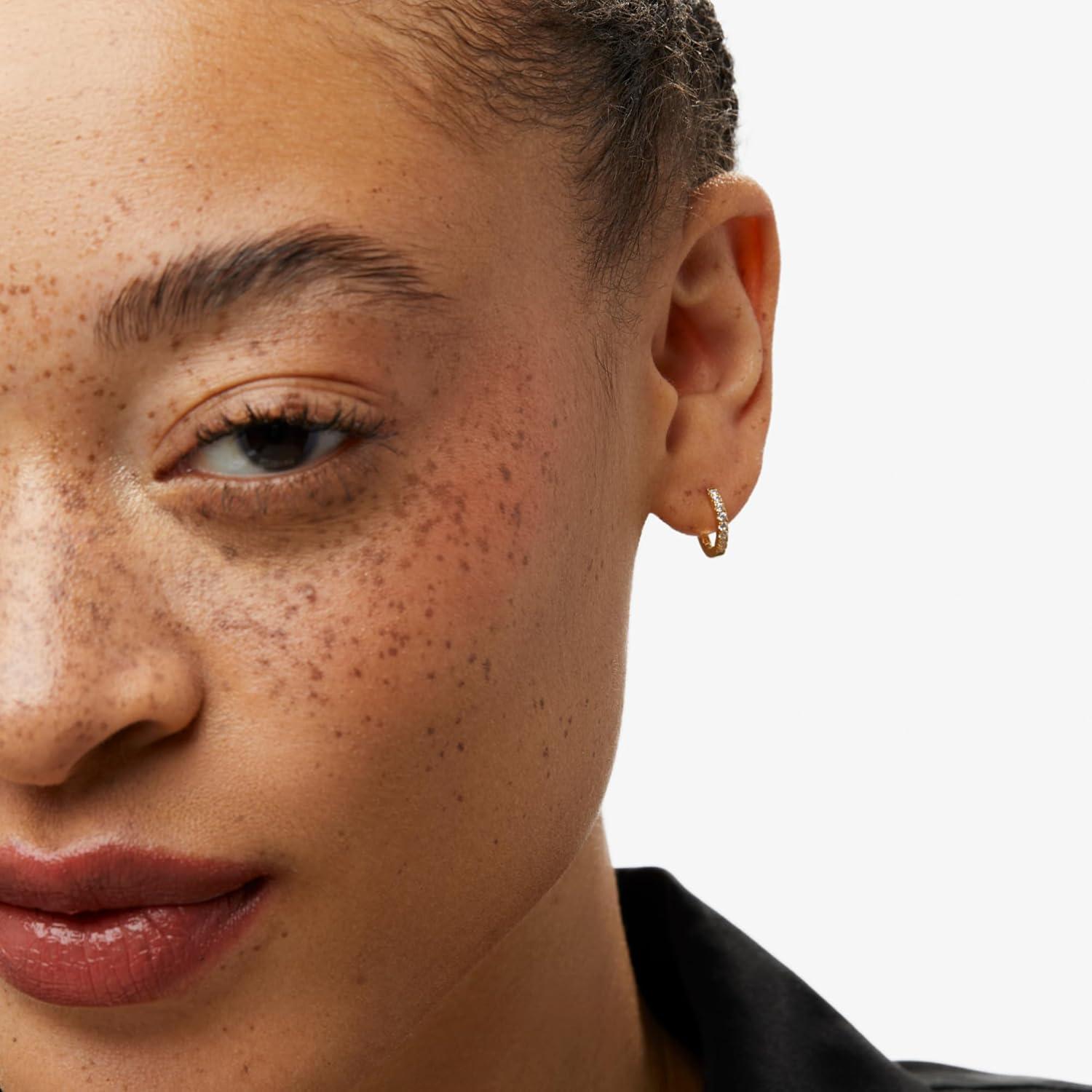 imageAna Luisa Trendy Huggie Hoop Earrings for Women 14K Gold Plated or Sterling Silver Hoop Earrings Small Dainty Hypoallergenic WaterResistant TarnishFree Hoops Jewelry Perfect for StackingGold Pave