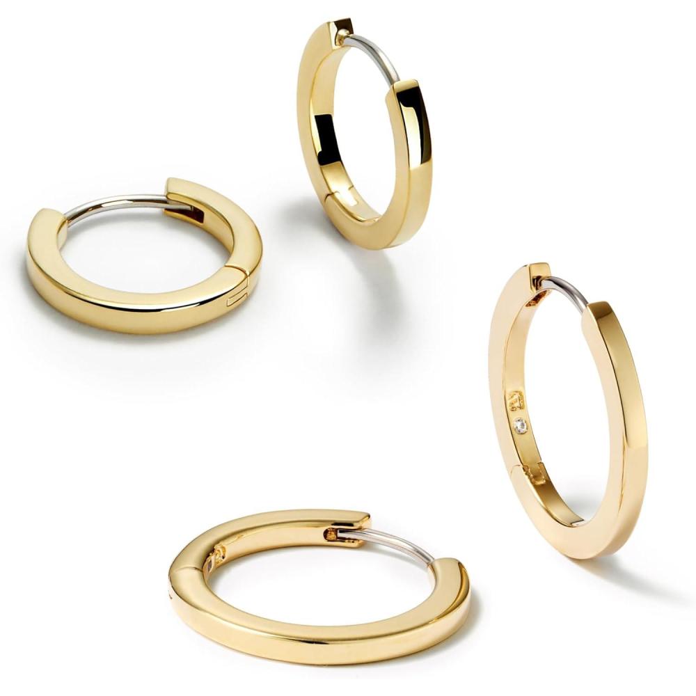 imageAna Luisa Gold Hoop Earring Stacking Set for Women Two Pair of 14K Gold Plated Huggie Hoops Two Sizes Included for Stacking Mini amp Medium Huggie Hoop Earrings Hypoallergenic Gifts for Women