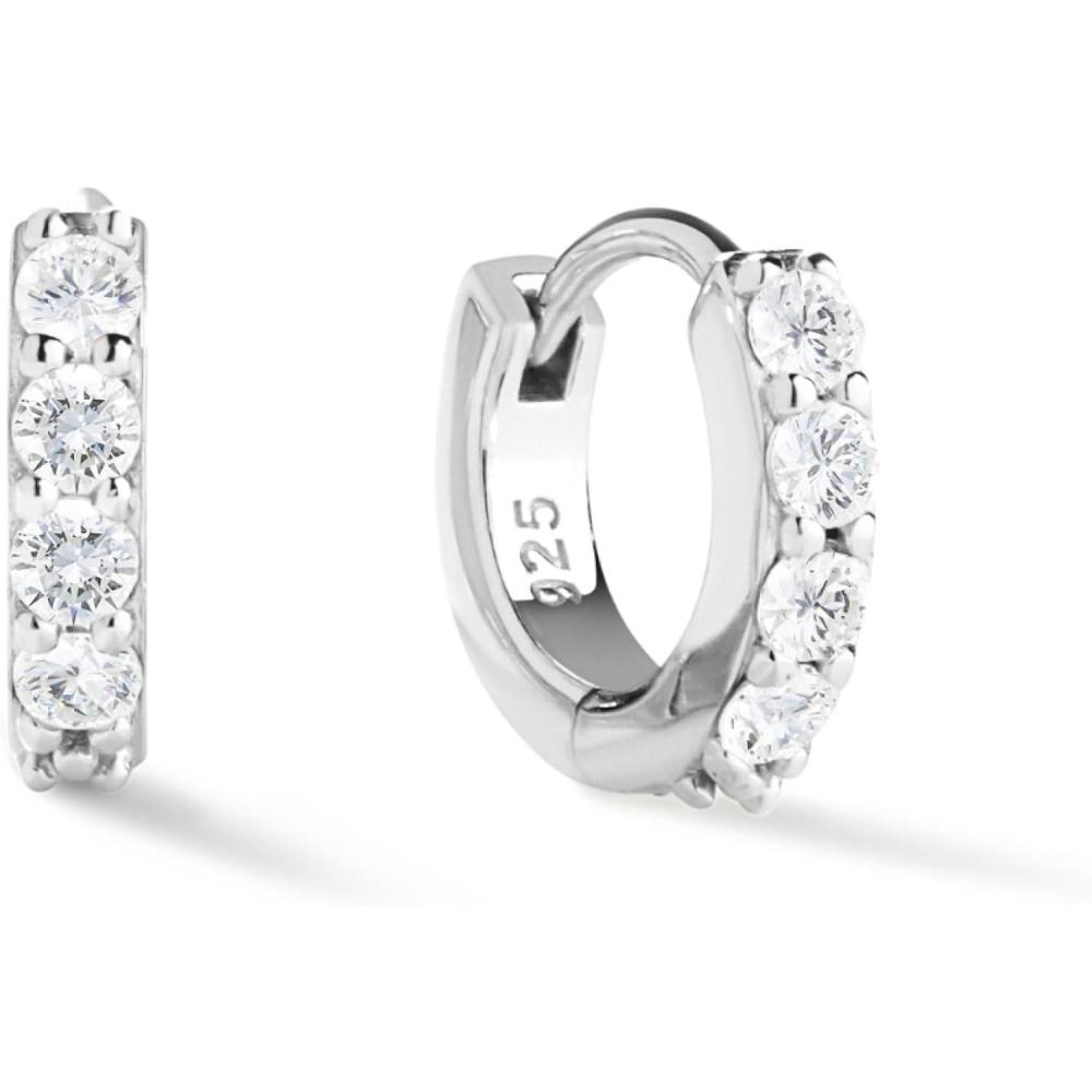 imageAna Luisa Huggie Hoop Earrings  Minimal Single amp Stacked Double Hoop Styles for Women  14K Gold Plated Silver Rhodium amp TwoTone  Hypoallergenic WaterResistant TarnishFreeMiniSilver