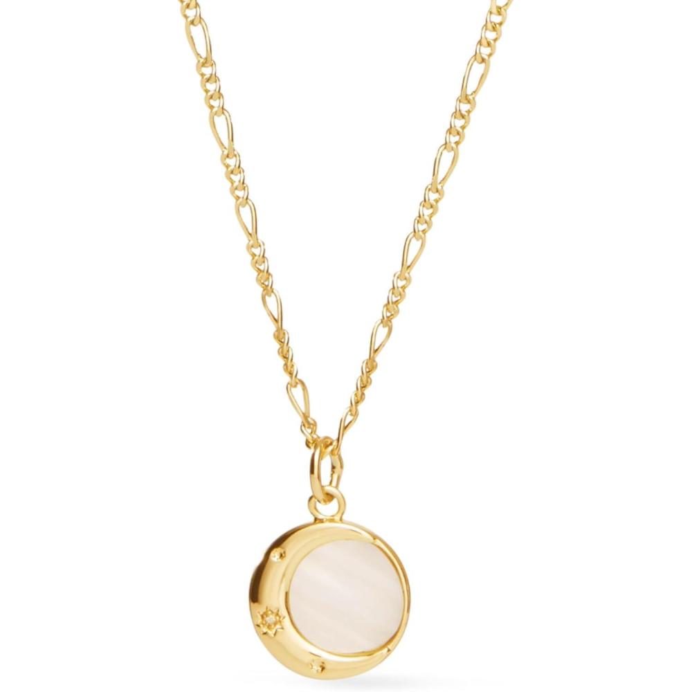 imageAna Luisa Pendant Necklaces for Women 14K Gold Plated and Silver Rhodium Necklace Pearl Heart Circle Moonstone Gemstone Knot Charm Styles Hypoallergenic Dainty Trendy Layering NecklacesMei Moon Pendant