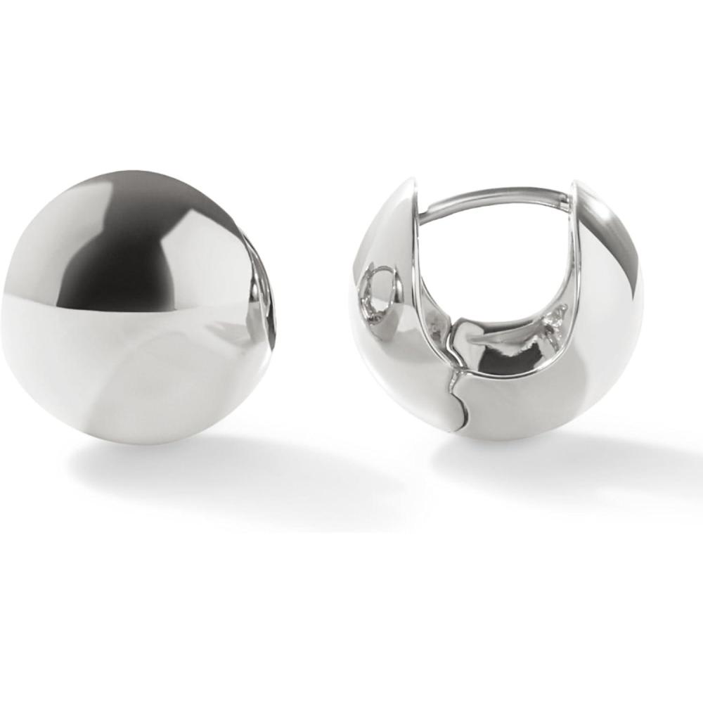 imageAna Luisa Sphere Hoop Earring Abby and Dakota Styles Womens Earrings Trendy 14K Gold Plated Silver Rhodium Plated wBlue Marble Mini Huggie Hoop Earrings for Women Hypoallergenic amp TarnishFreeThe AbbySilver